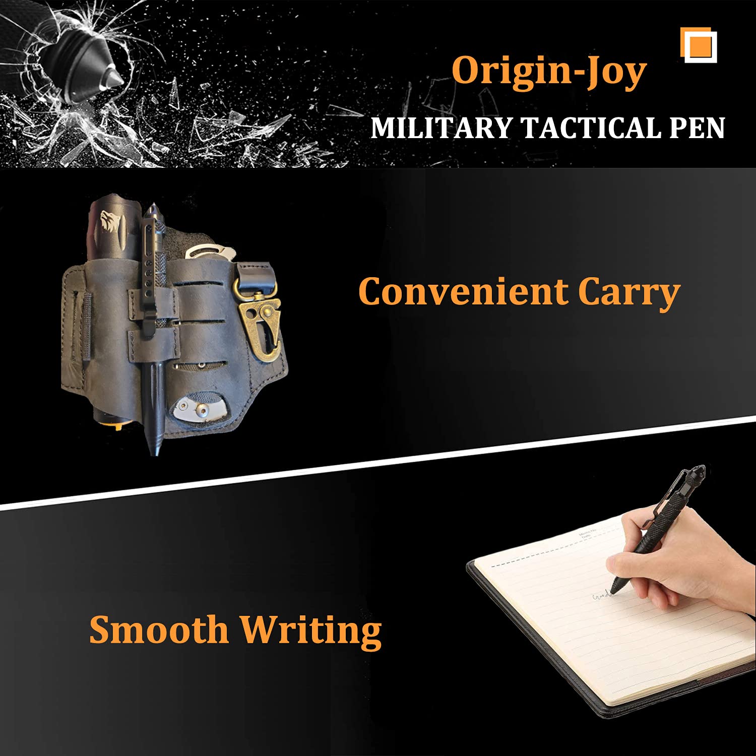 Origin-Joy 4 Pack Tungsten Steel Military Tactical Pen Set, Multifunctional EDC Self Defense Pen