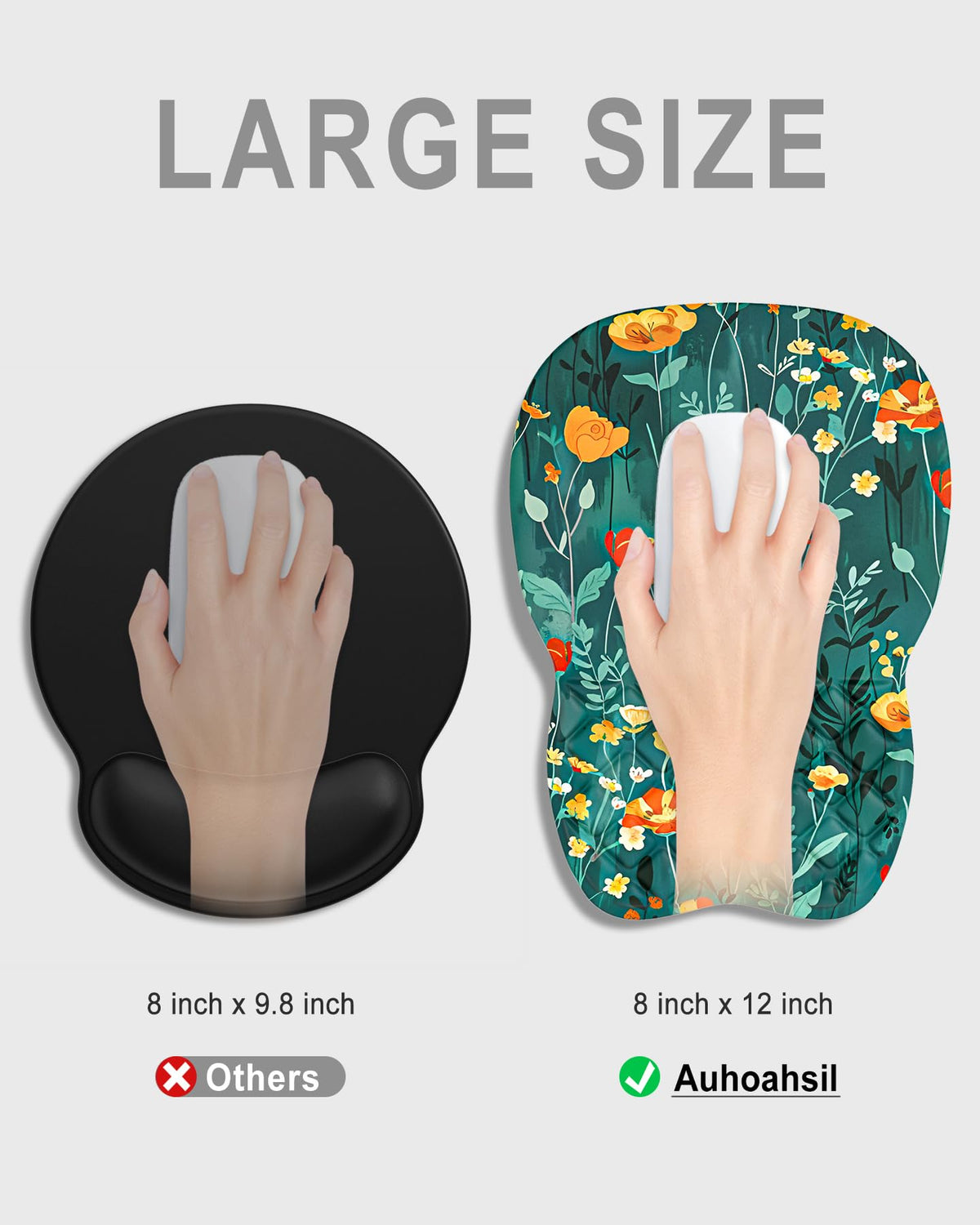 Auhoahsil Ergonomic Mouse Pad with Wrist Rest, Slope Computer Mouse Mat with Wrist Support, Memory