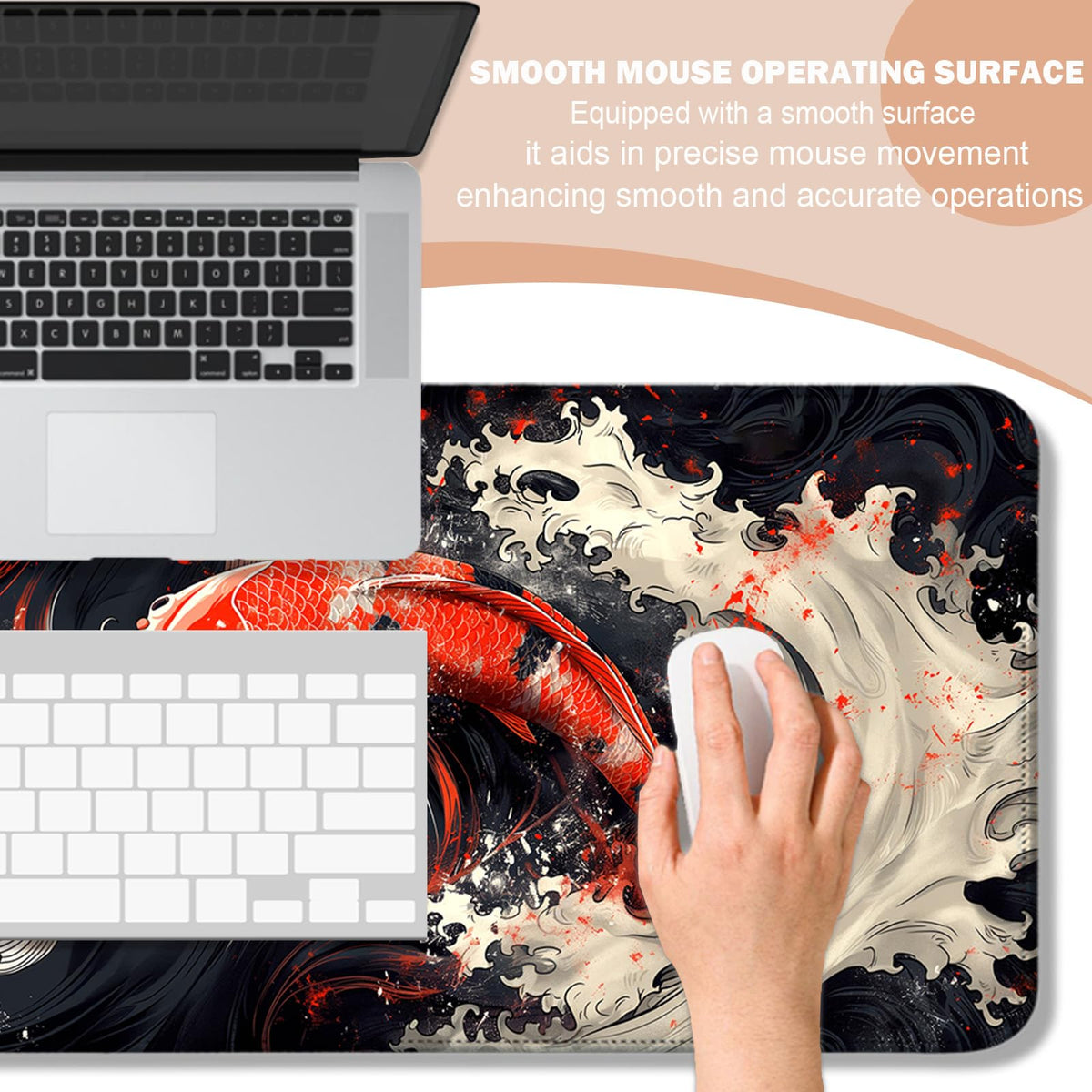 AYKDTFN Japanese Koi Fish Mouse Pad & Desk Mat for Gaming, Office & Home