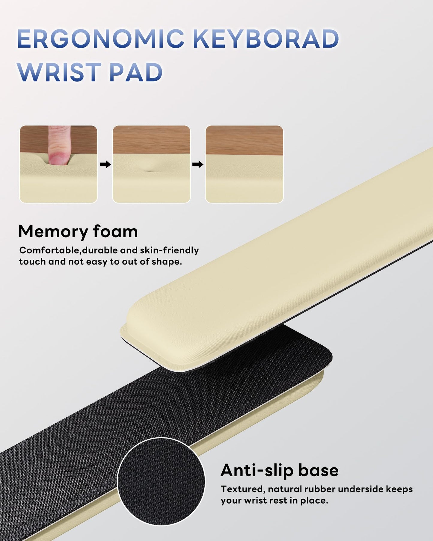 Laborio Computer Keyboard Wrist Rest, Keyboard Riser Stand for Desk(Beige)