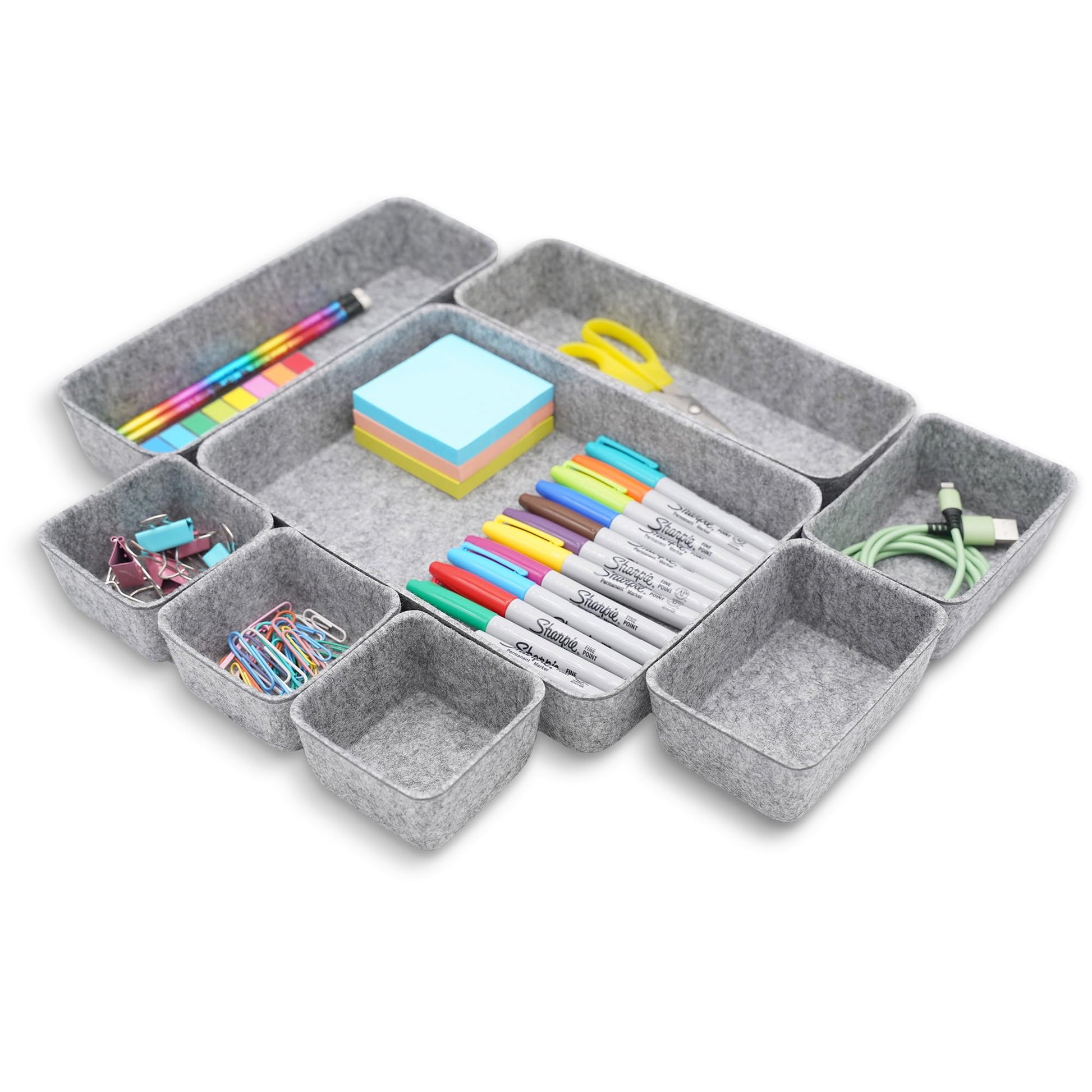 Welaxy Desk Drawer organizers tray Felt storage bins aesthetics room décor for home office dorm