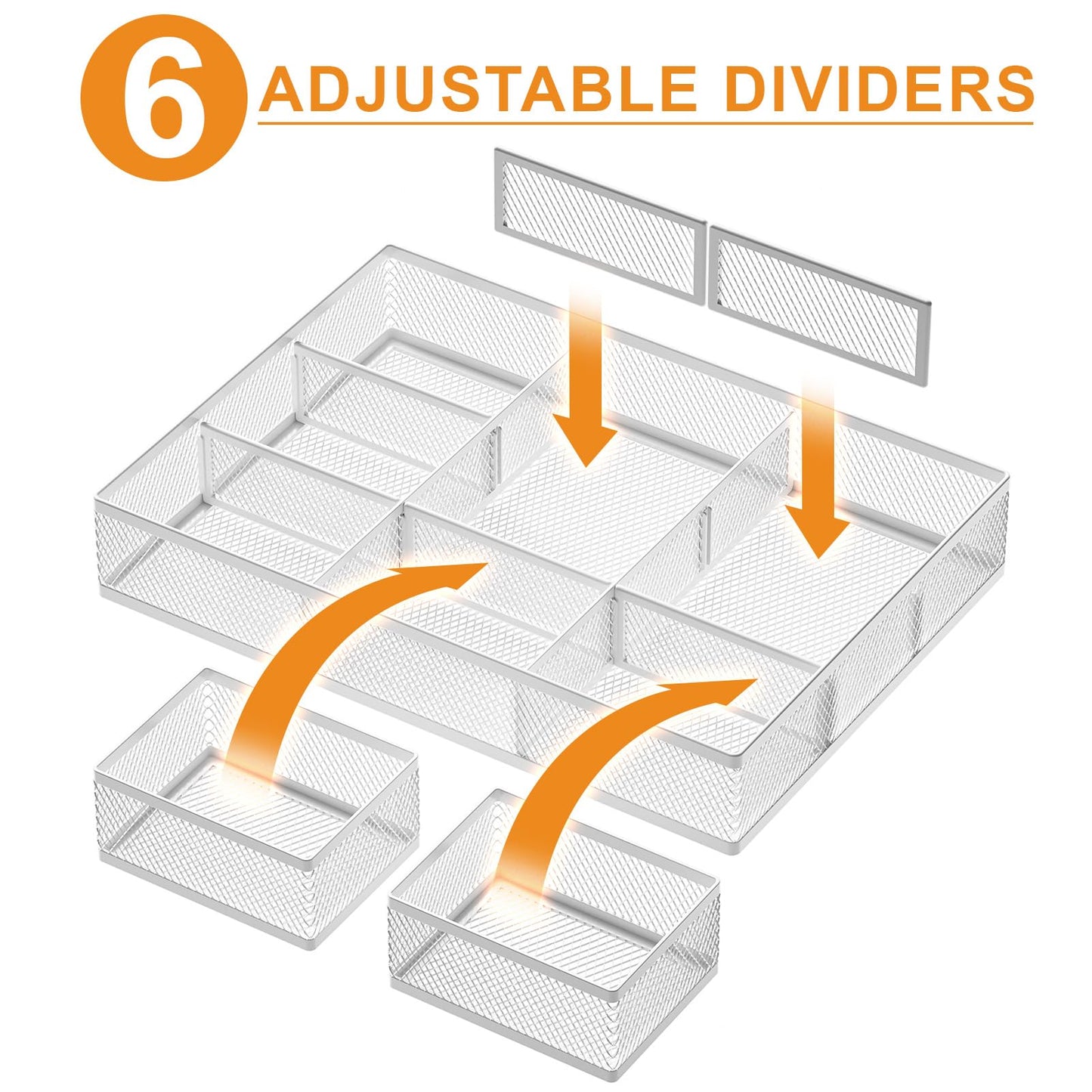 Marbrasse Mesh Desk Drawer Organizer Tray 3 Packs, White