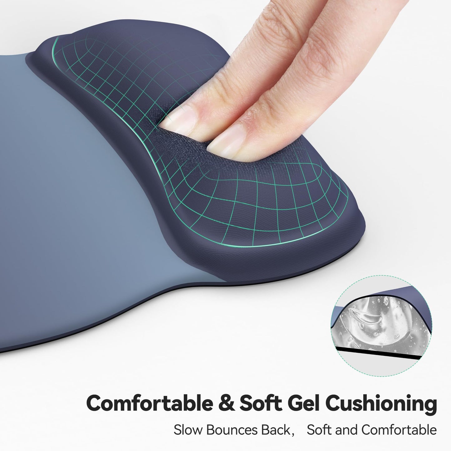 TECKNET 2 Pack Gel Ergonomic Mouse Pad with Wrist Rest, Non-Slip PU Base