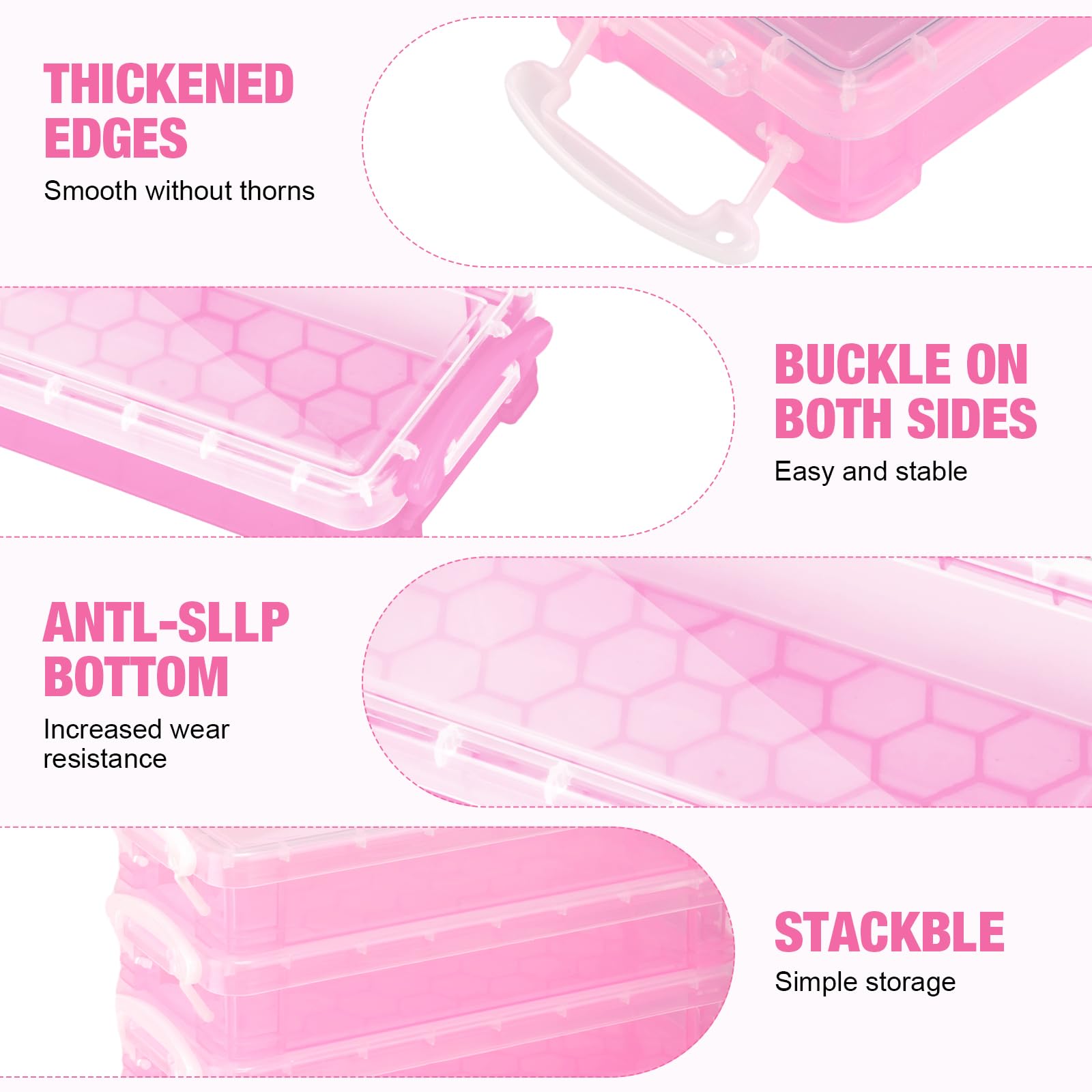 Gueevin 24 Pcs Pencil Box Clear Plastic Pencil Case, Light Pink