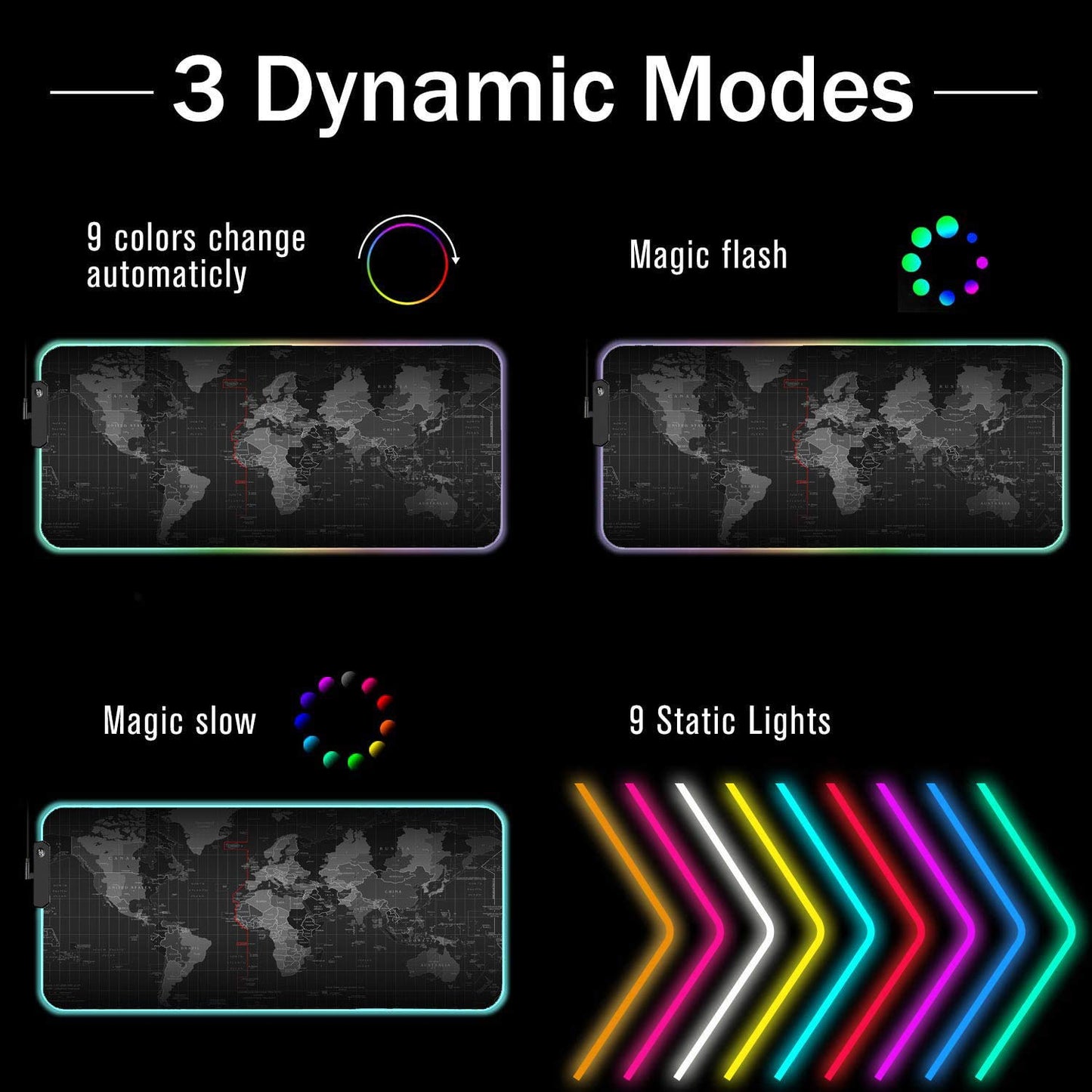 RGB Gaming Mouse Pad with Coffee Coaster, XXL Large Glowing LED Mousepad, Anti-Slip Rubber Base