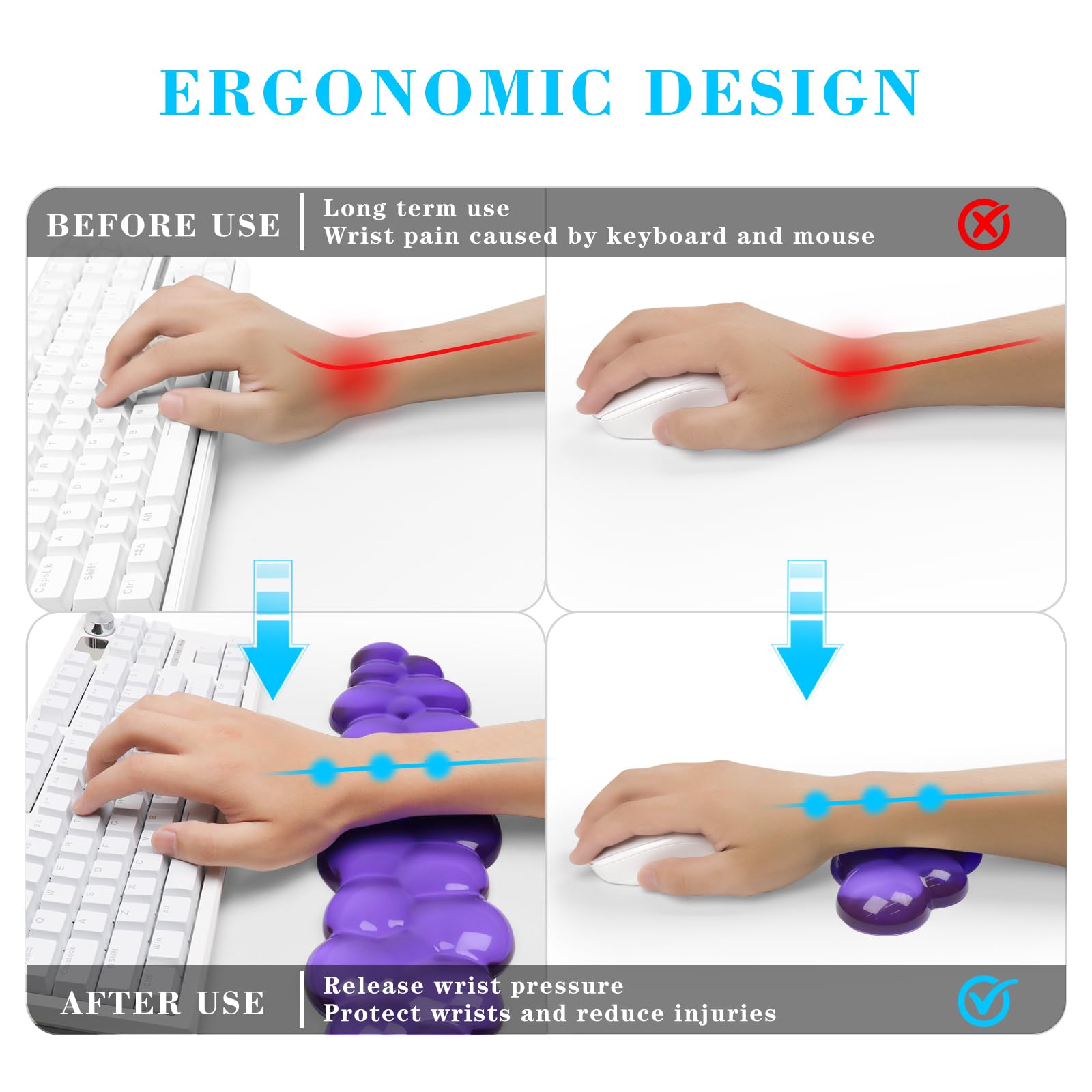 Gel Cloud Keyboard and Mouse Wrist Rest, Cute Wrist Support and Arm Support Keyboard Rest for