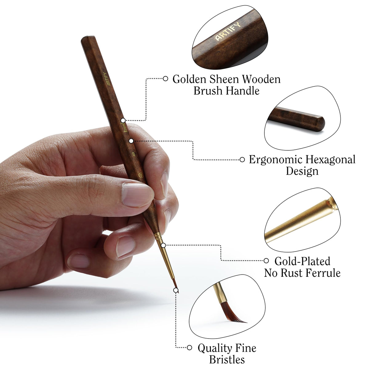 Artify Extreme Detail Paint Brushes Set, 10pcs Multi-Shape Fine Detail Brushes with Portable Bag
