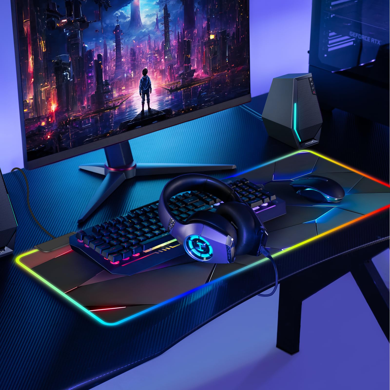 RGB Mouse Pad, Gaming Mousepad with 13 LED Light Modes