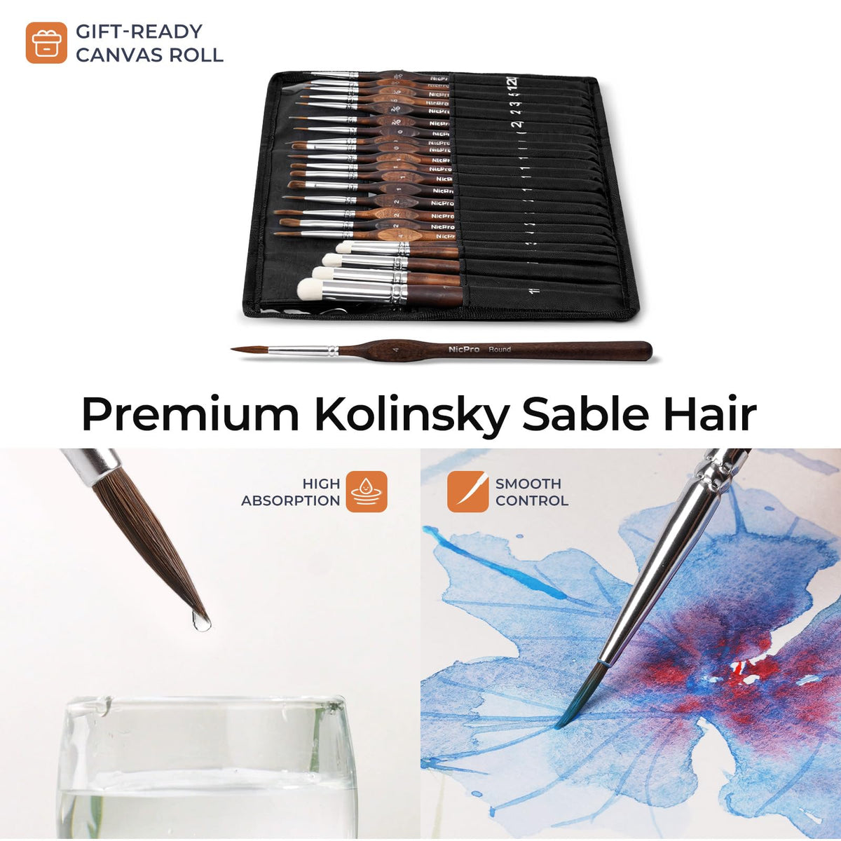 Nicpro 22 PCS Kolinsky Sable Miniature Paint Brushes Dry Brush