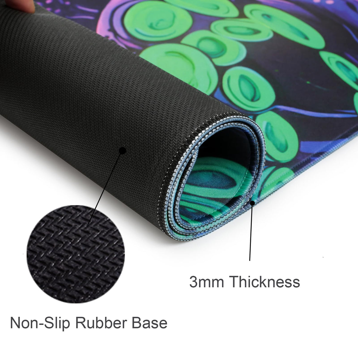 Simpkeely Blacklight Octopus Gaming Mouse Pad – UV Reactive Kraken Tentacles Desk Mat, Neon Glow in