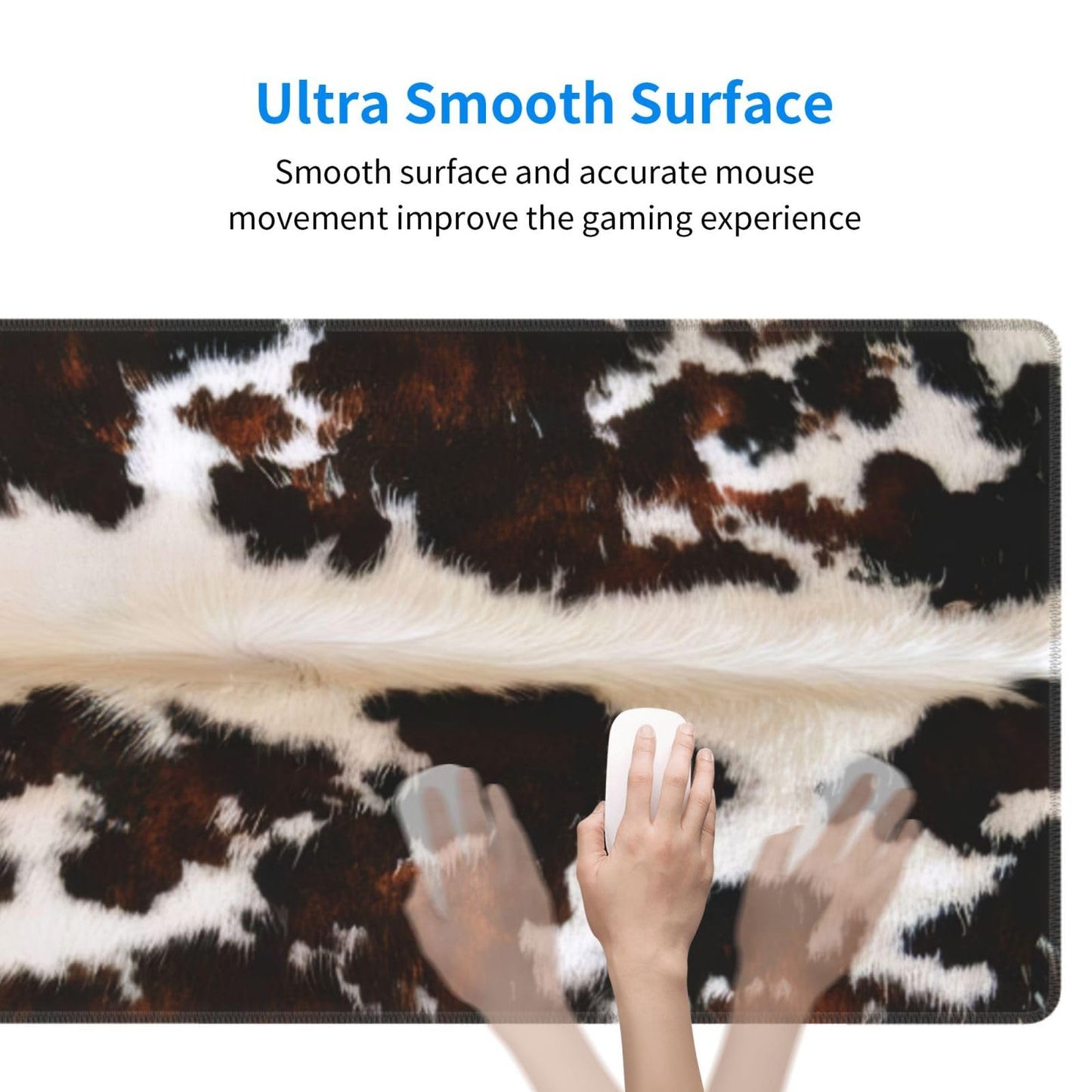 PPZCXWP Faux Cowhide Desk Mat Large 31.5x11.8 Rustic Fur Mouse Pad