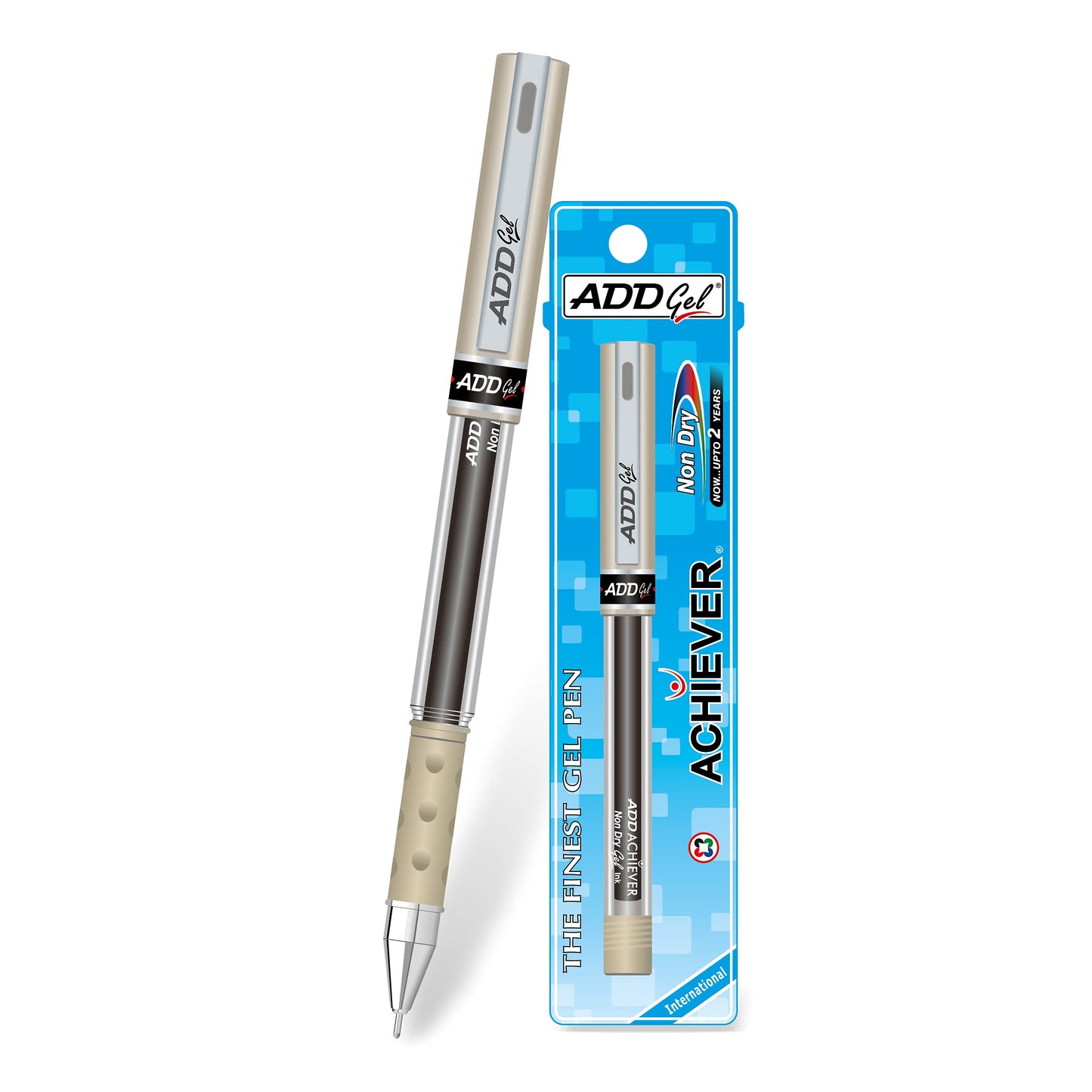 Add Gel Add Achiever Gel Pen Set Of 10 Pens Transparent Body With Silver Cap Blue