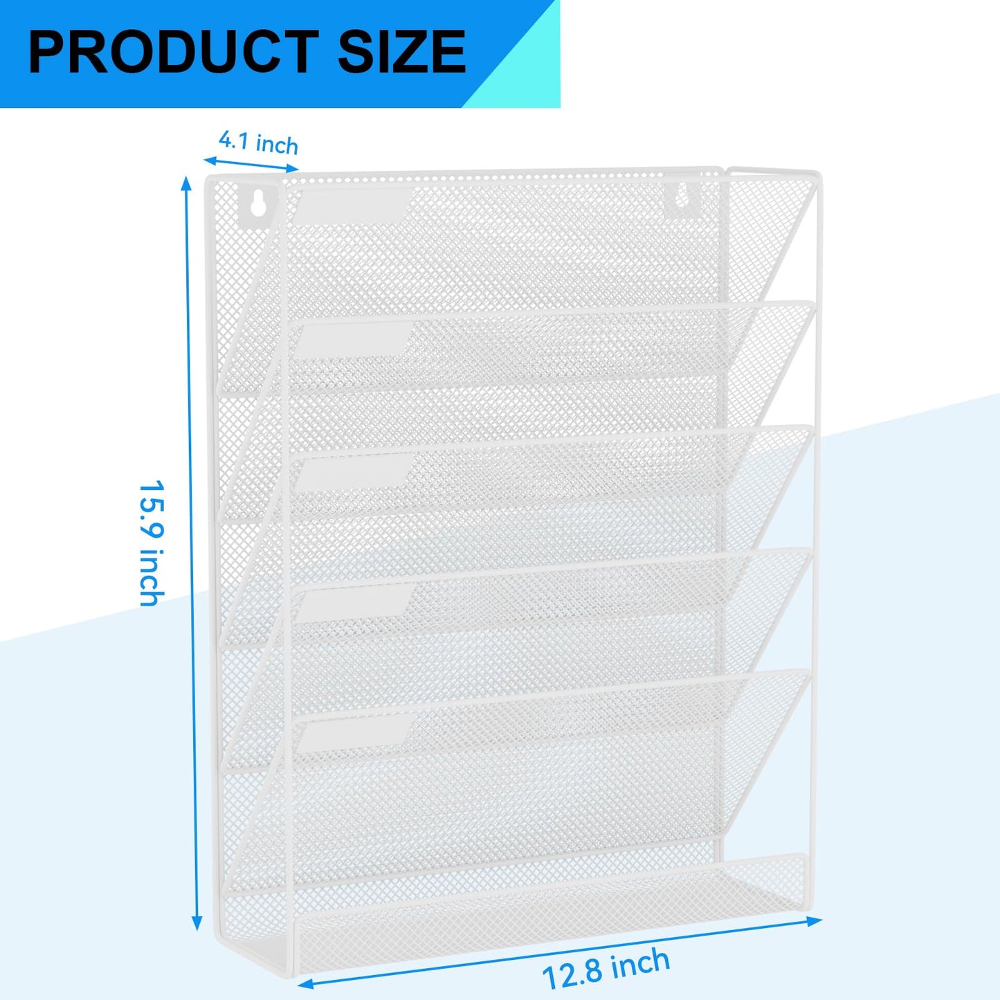 GDINDINFAN Wall File Organizer Holder Mesh Hanging Paper Document Holder,Vertical 6 Pocket Tier for