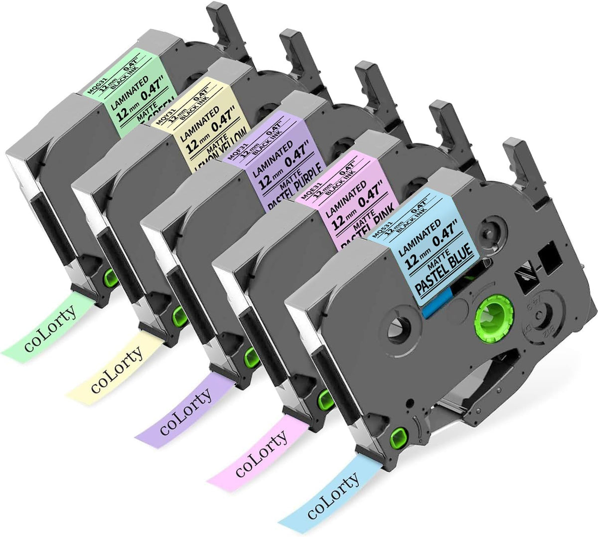 Colorty Replacement for Brother P-Touch Label Maker Tape Ptouch TZe TZ 12mm