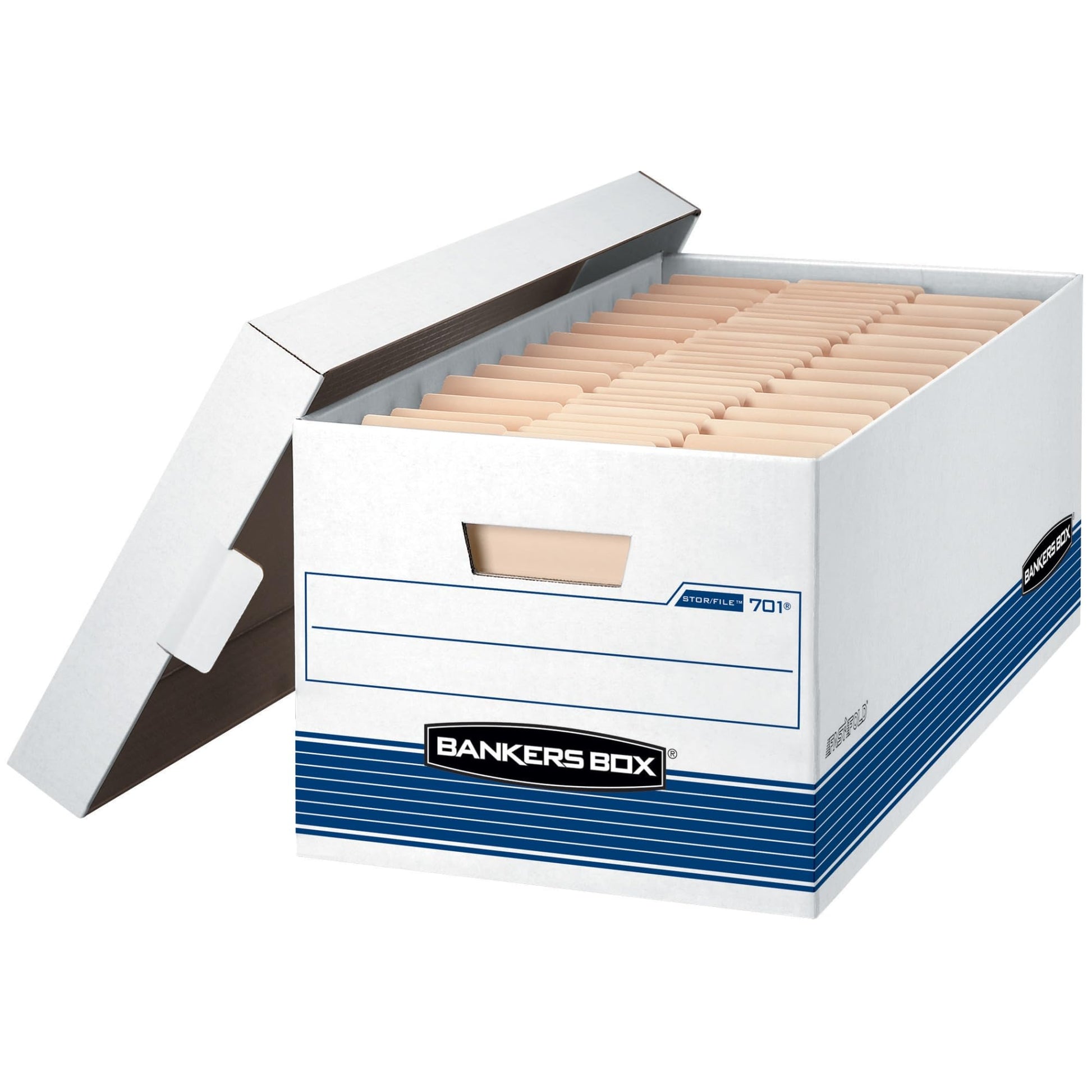 Bankers Box 4-Pack Medium-Duty File Storage Boxes, 24in Letter, FastFold