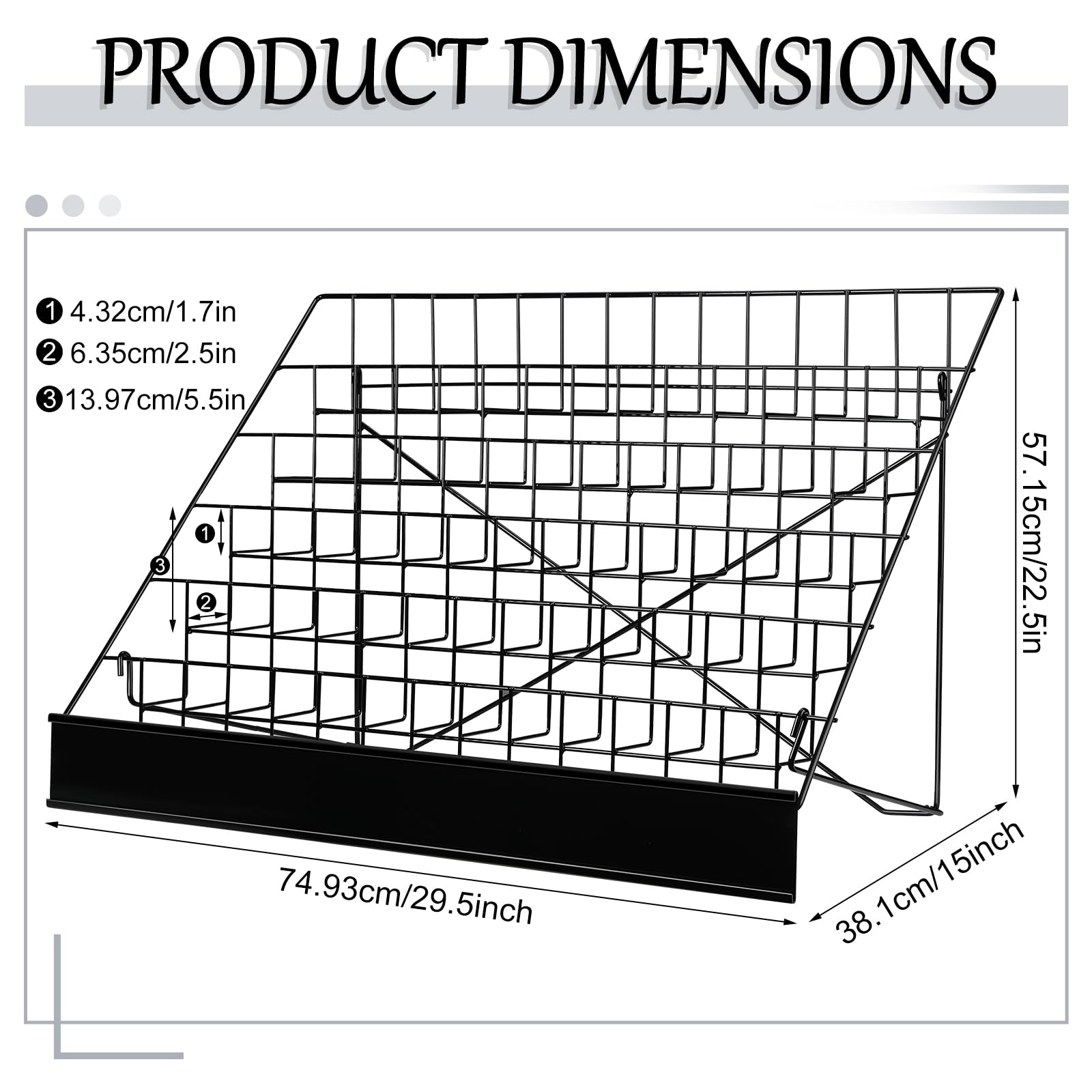 Queekay 6 Tier Wire Countertop Rack black Comic Book Holders Wide Wire Magazine Rack Tabletop
