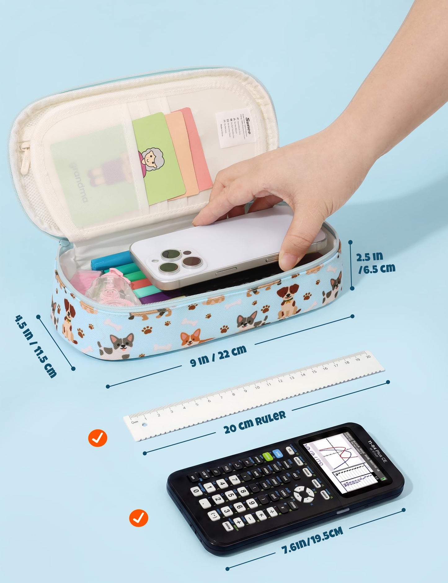 SUNEE Cute Pencil Case, Large Pencil Pouch, Aesthetic Big Pencil Bag with Zipper, Kawaii Stationery