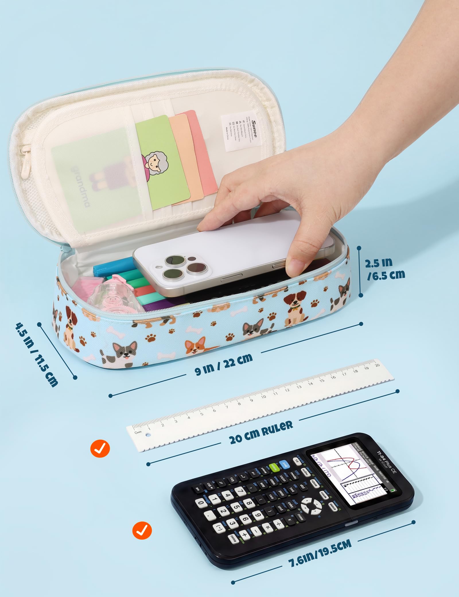 SUNEE Cute Pencil Case, Large Pencil Pouch, Aesthetic Big Pencil Bag with Zipper, Kawaii Stationery