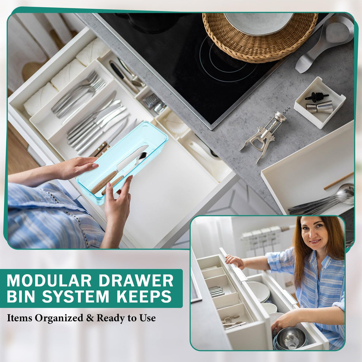 Maitys 12 Pcs Clear Drawer Organizer 9 x 3 x 2 Inches Plastic Rectangle Trays Makeup Vanity Storage
