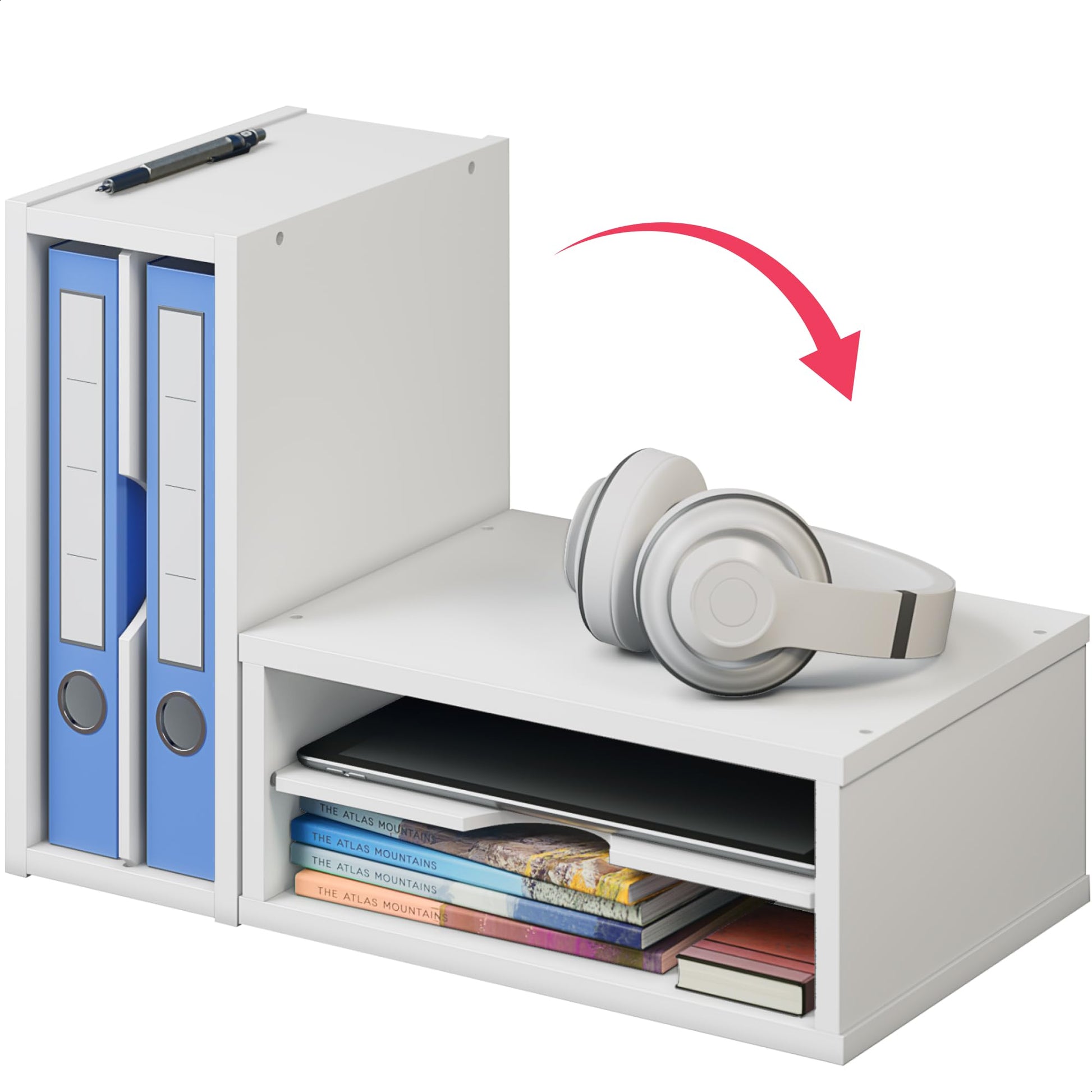 Ballucci File Organizer, 2-Tier Document Paper Sorter, Stackable Wood Desk Organizer Mail Holder