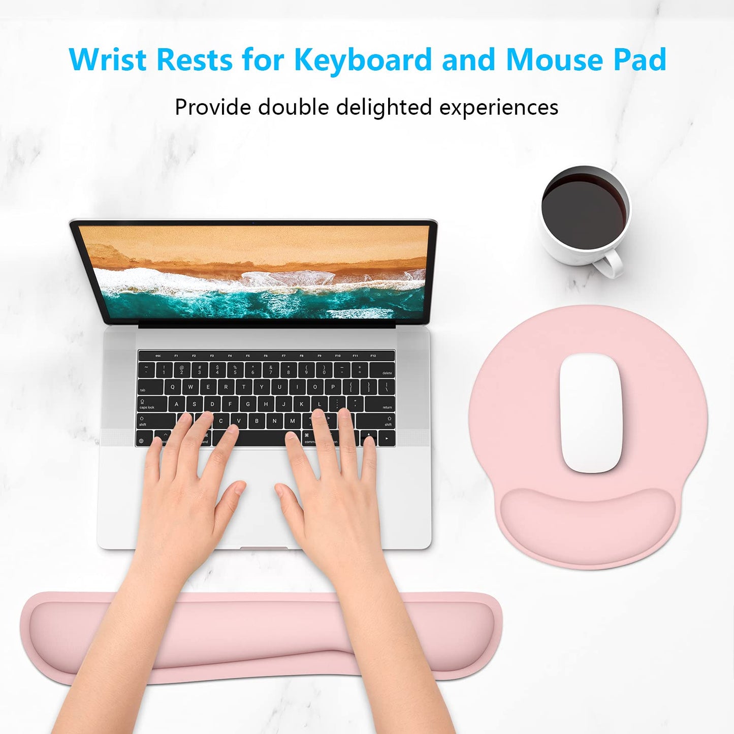 Dapesuom Keyboard Wrist Rest and Mouse Pad with Wrist Support, Cute Memory Foam Cushion for