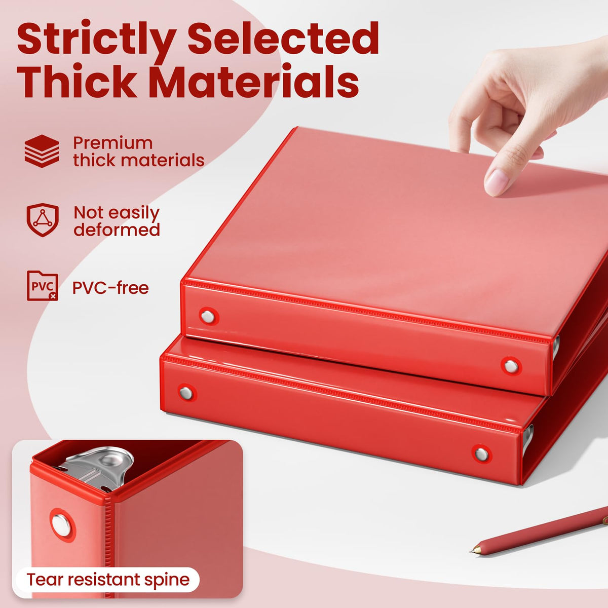 SUNEE 3 Ring Binders 1 Inch 12 Pack Classic Assortment, Clear View Binders Bulk Three Ring PVC-Free