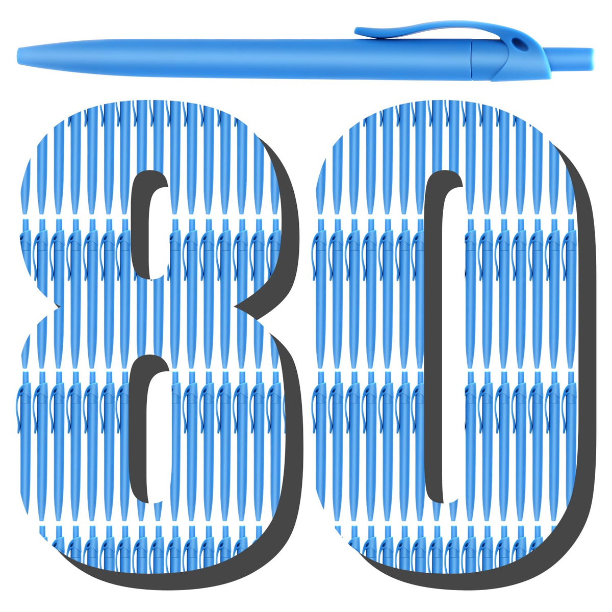 Aozora Blue Click Pens, 80 Pack, Retractable Ballpoint Pens, Medium Point, Smooth Ink, Perfect for