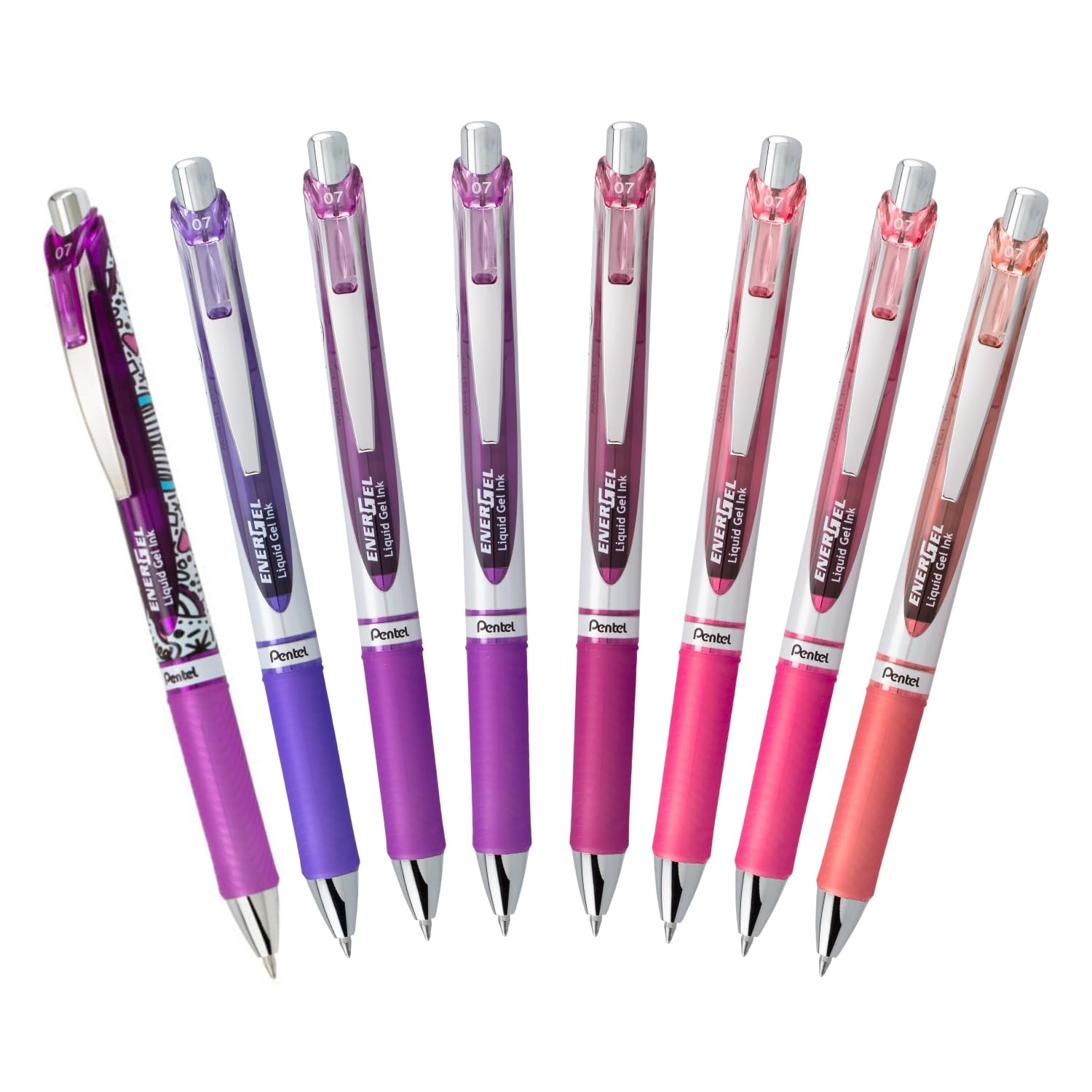 Pentel EnerGel RTX Retractable Liquid Gel Pen, Passion Expressions Pack, 0.7mm, Metal Tip, Medium