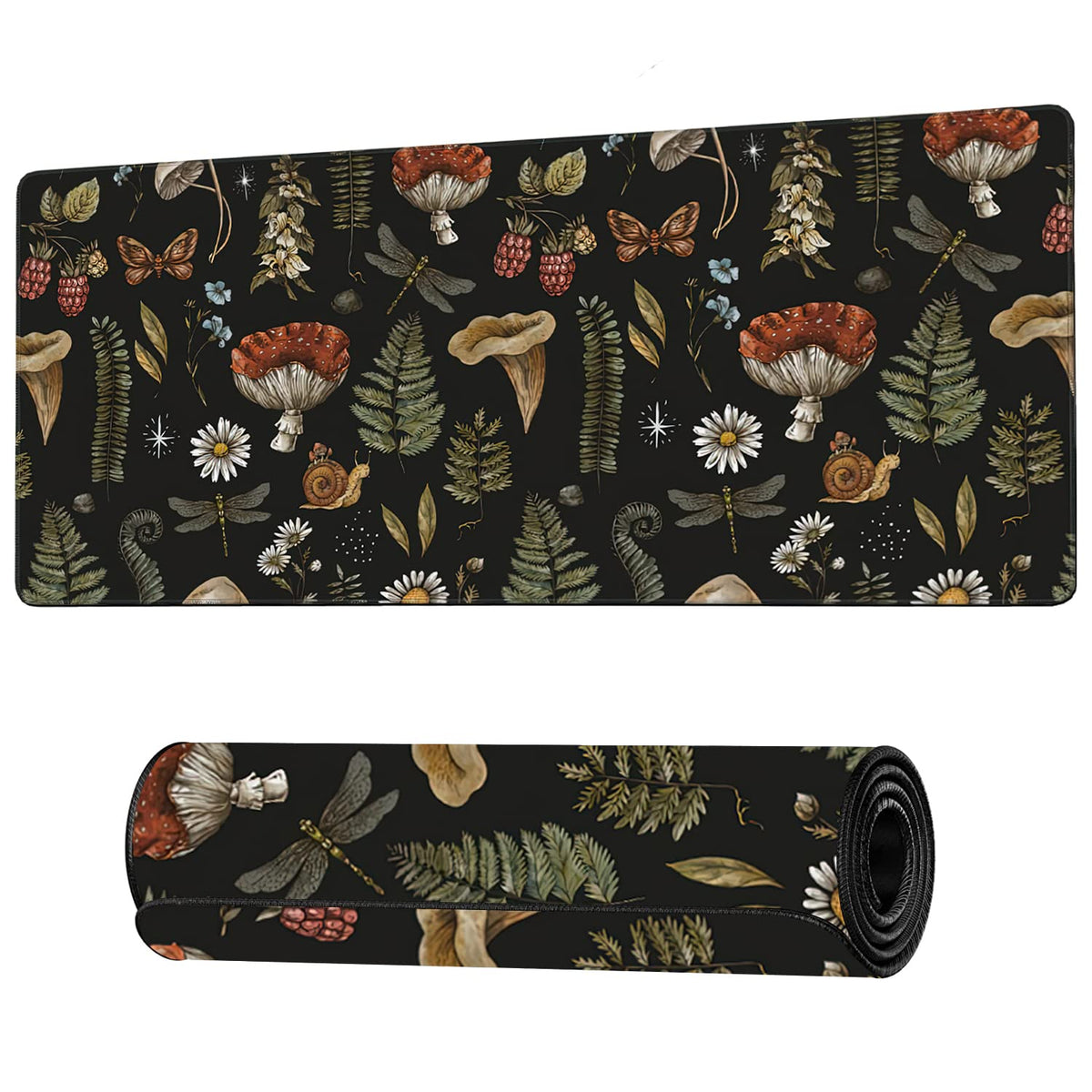 Vintage Mushroom Large Mouse Pad Extended Gaming Mouse Pad Waterproof Desk Mat with Stitched