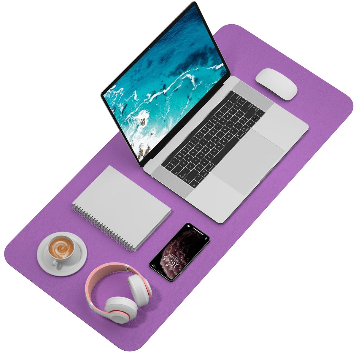 Hsurbtra Desk Pad, 35.5" x 17" PU Leather Desk Mat, XXL Extended Mouse Pad, Waterproof Desktop