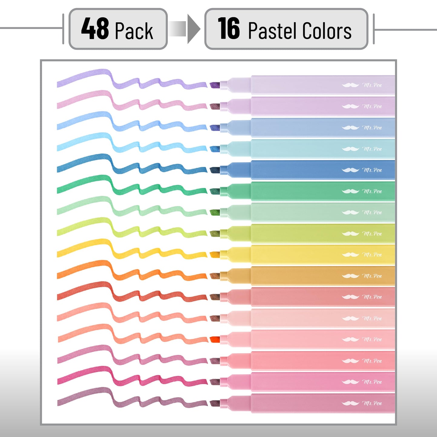 Mr. Pen- Aesthetic Highlighters No Bleed Bulk, 48 Pack, Pastel Color