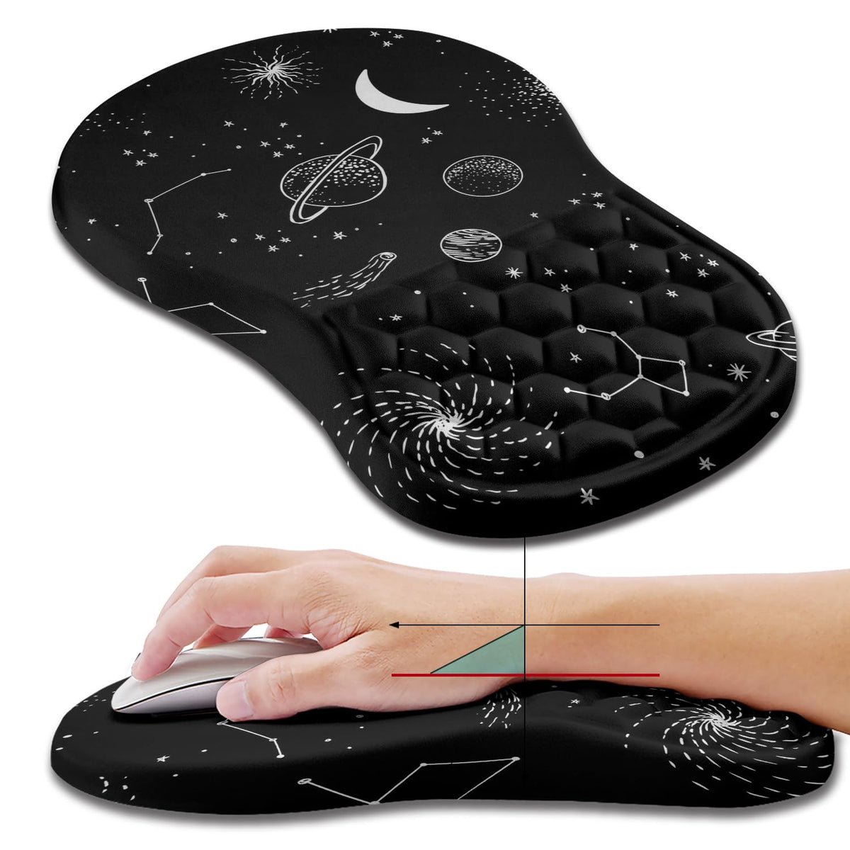 Hokafenle Ergonomic Mouse Pad Wrist Support, Wrist Rest Mousepad for Carpal Tunnel Pain Relief with