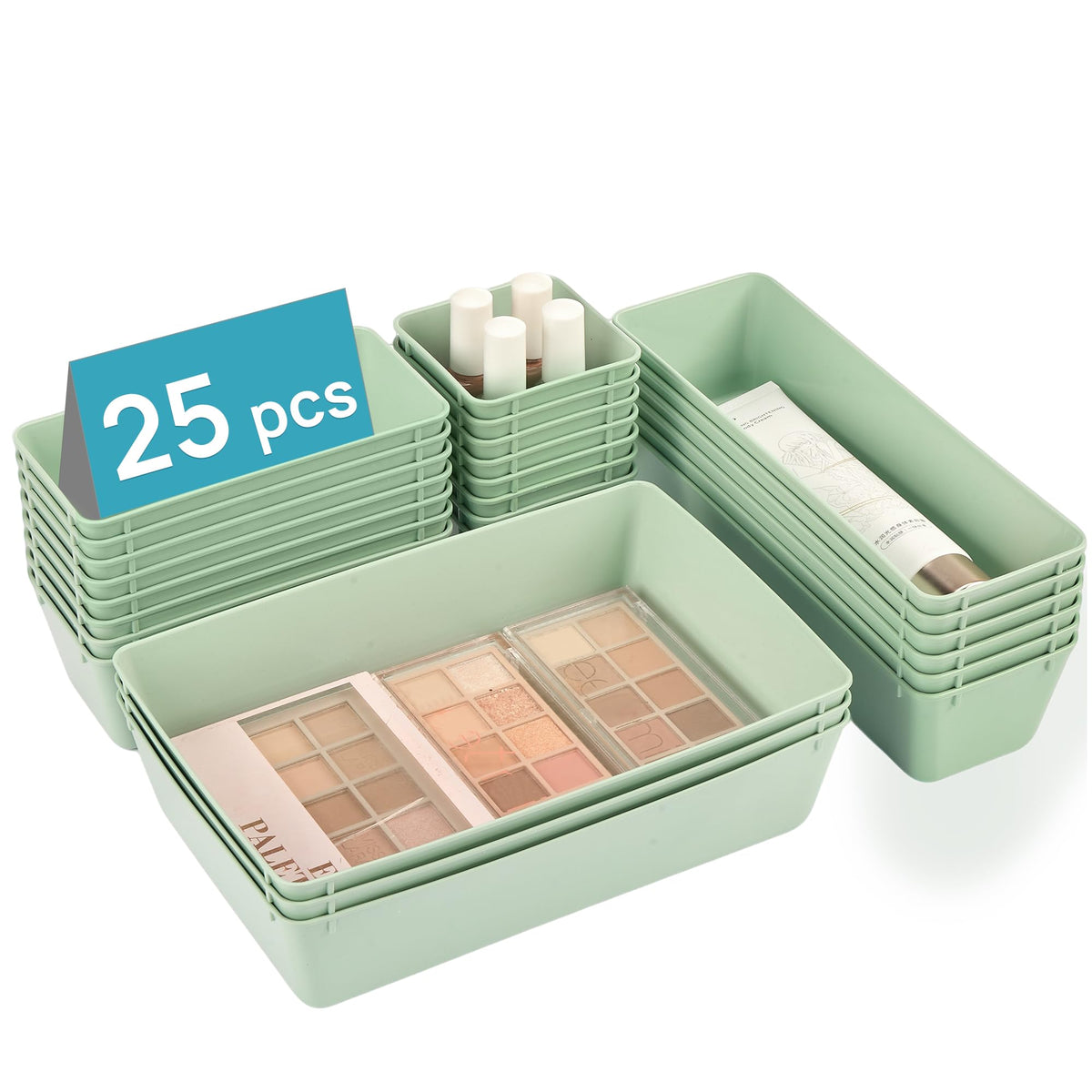 Vtopmart 25 Pack Plastic Drawer Organizers with Non-slip Rubber Pads