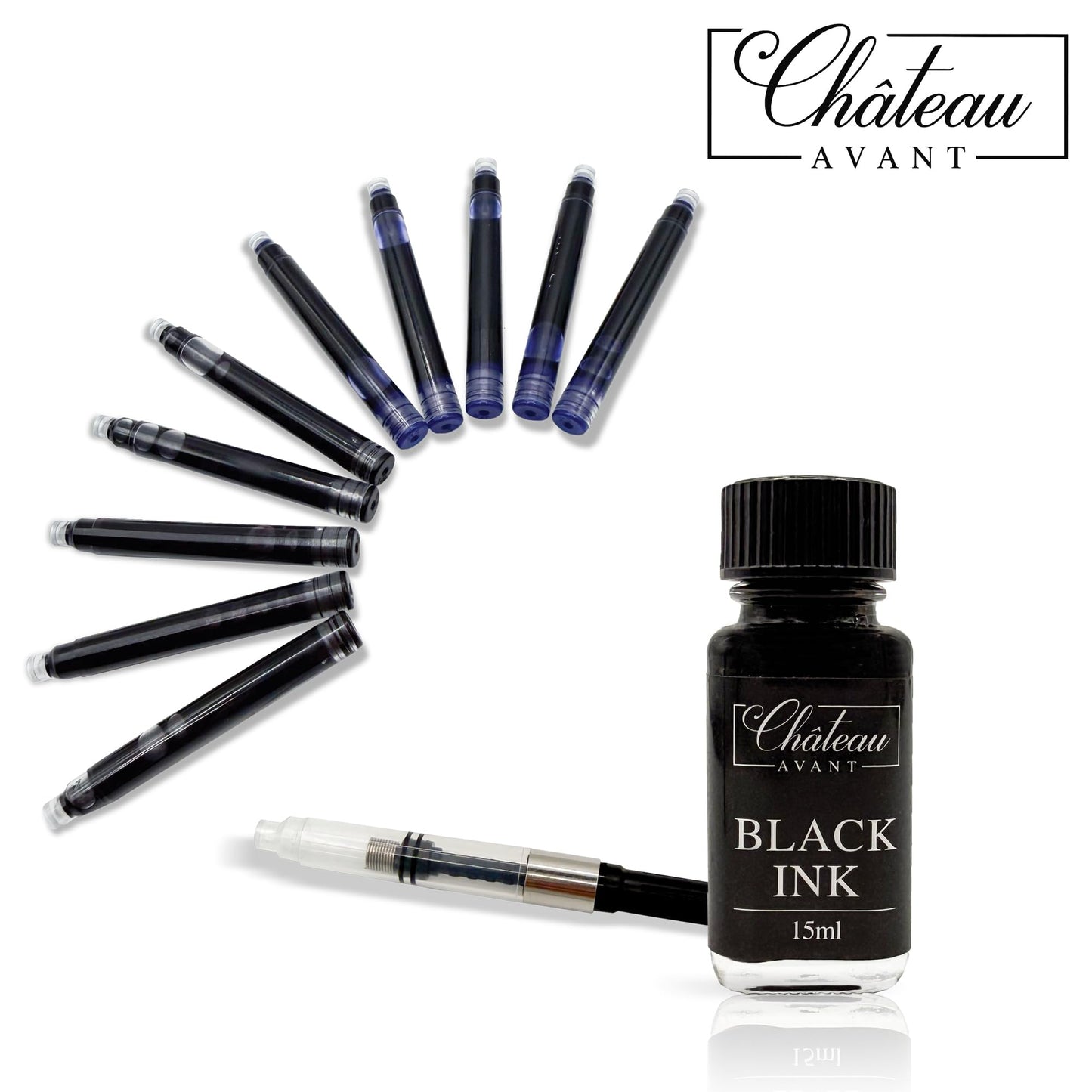 Chateau Avant Signature Calligraphy Fountain Pen Gift Set | Grey | Fine and Calligraphy Nibs, 10