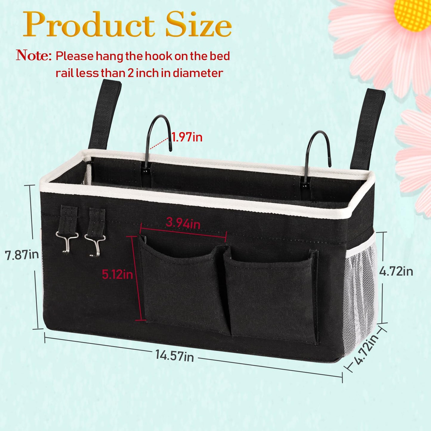 Ozzptuu Bedside Caddy Bedside Storage Bag for Headboards/Bunk Bed