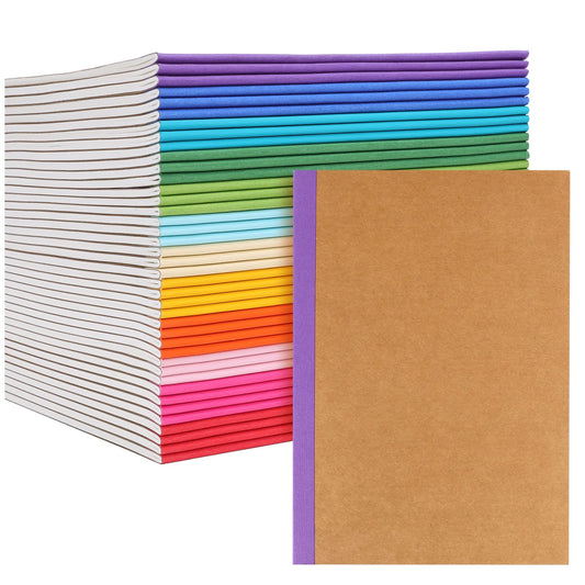 EOOUT 40 Pack A5 Kraft Notebooks Bulk, Lined Journals Bulk Colors with Rainbow Spine, 60 Pages for