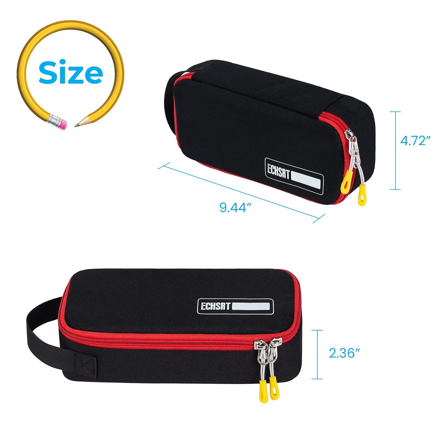 ECHSRT Large Pencil Case, Aesthetic Pen Pouch with Big Capacity, Minimalist Portable Stationery Bag
