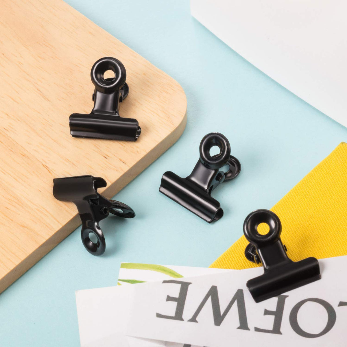 40 Pack Metal Bulldog Clips, Small Bull Binder Paper Clips, Black