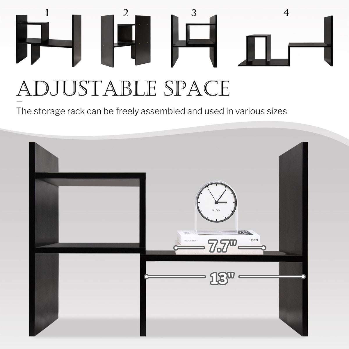Jerry & Maggie Adjustable Rotatable Wood Desktop Display Shelf Black
