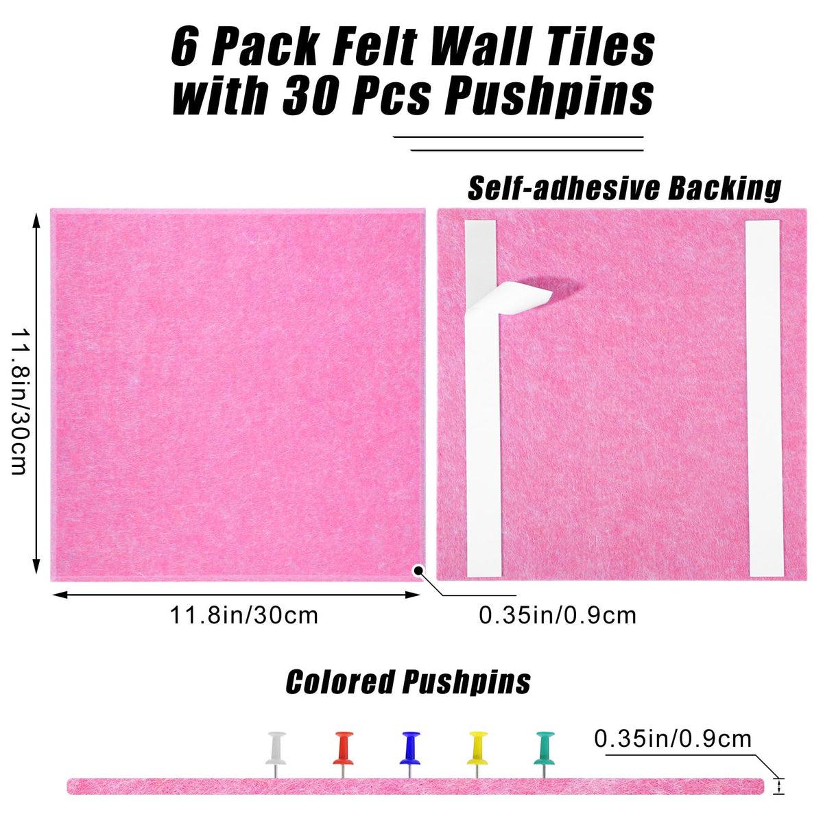 Large Cork Board 36" x 24", 6 Pack Felt Bulletin Board, Pin Boards