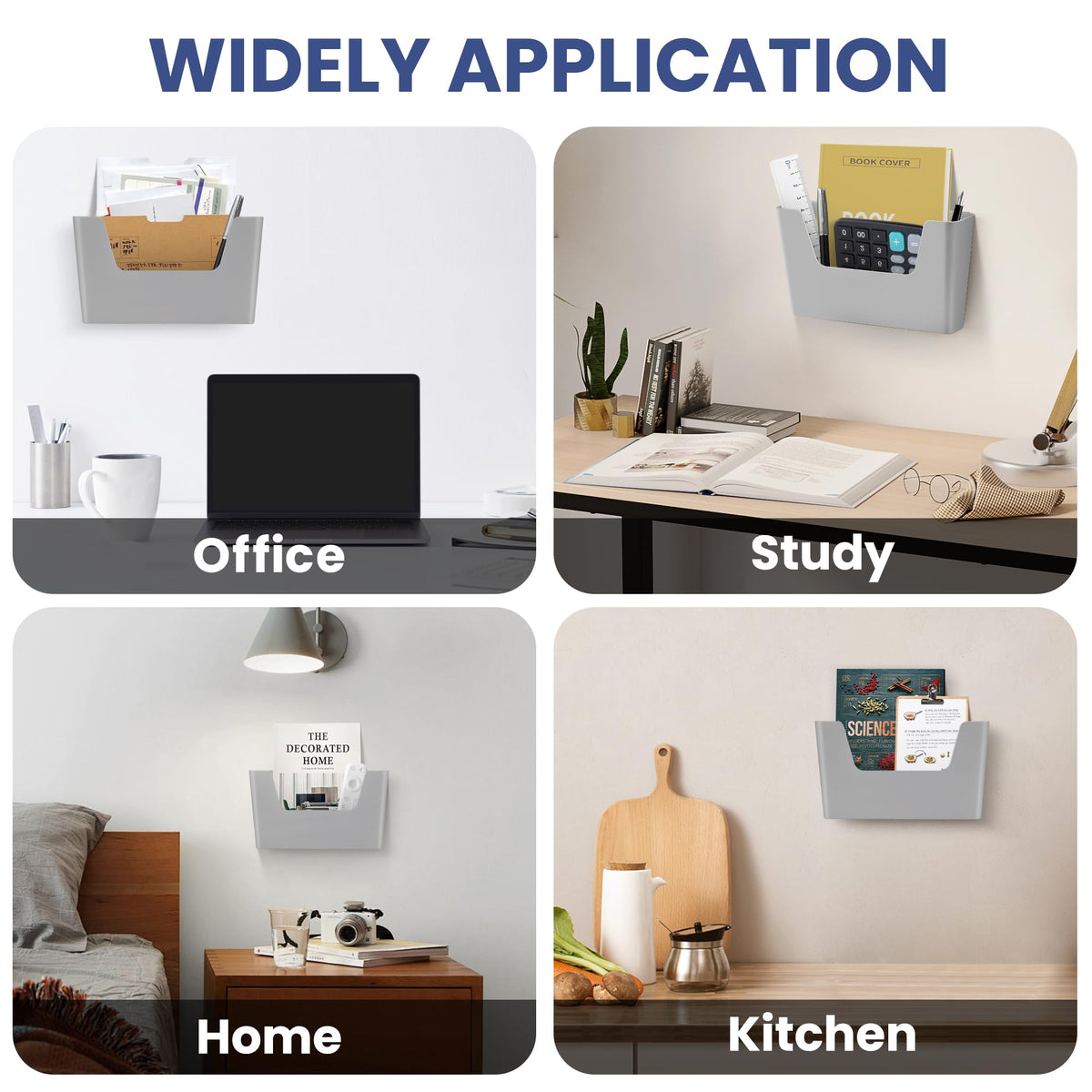 JOMOLA No Drilling File Holder 5 Pack Mail Organizer Wall Mount File Organizer Holder Office Wall