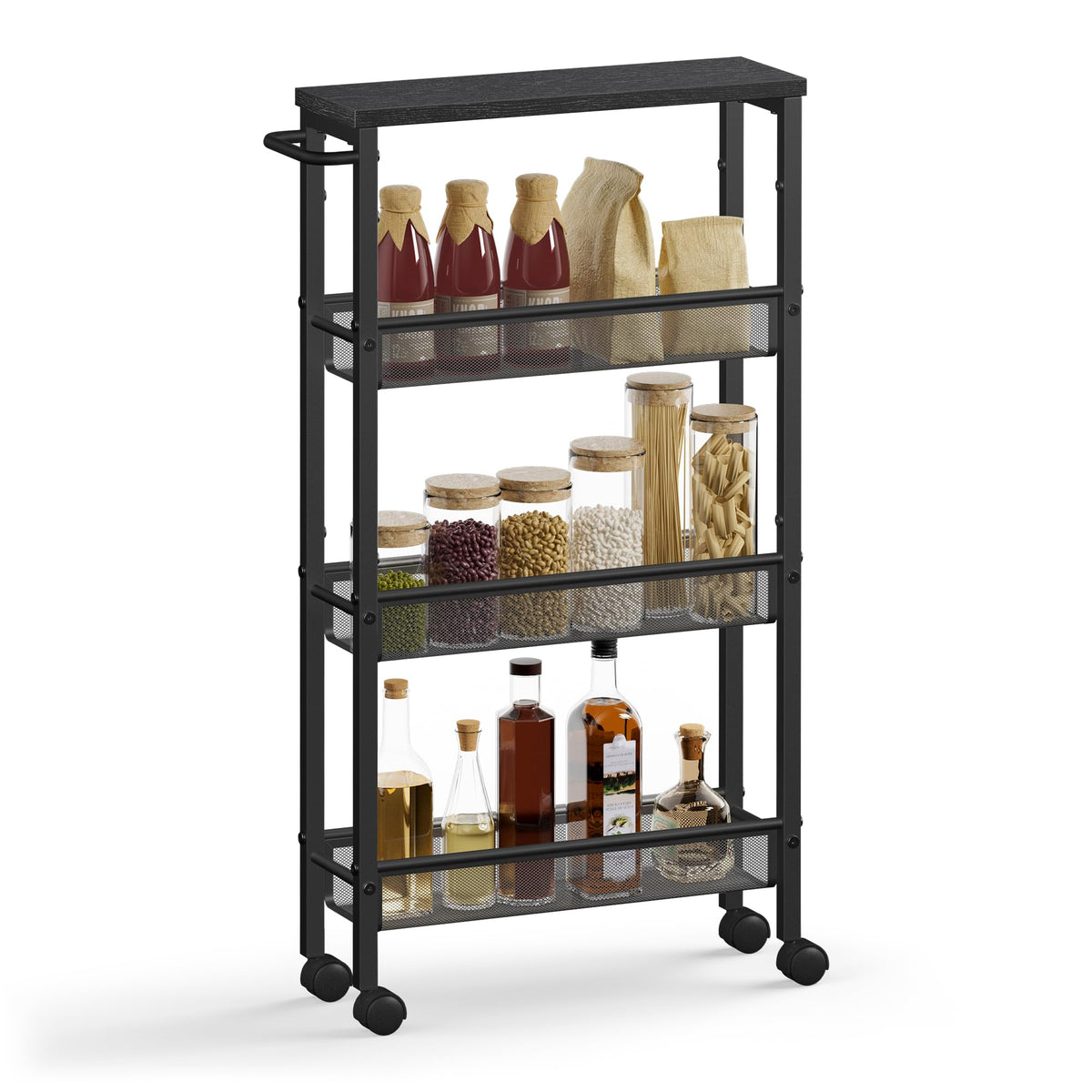 VASAGLE 4-Tier Slim Rolling Storage cart with Wheels, 5.1 Inches, Metal