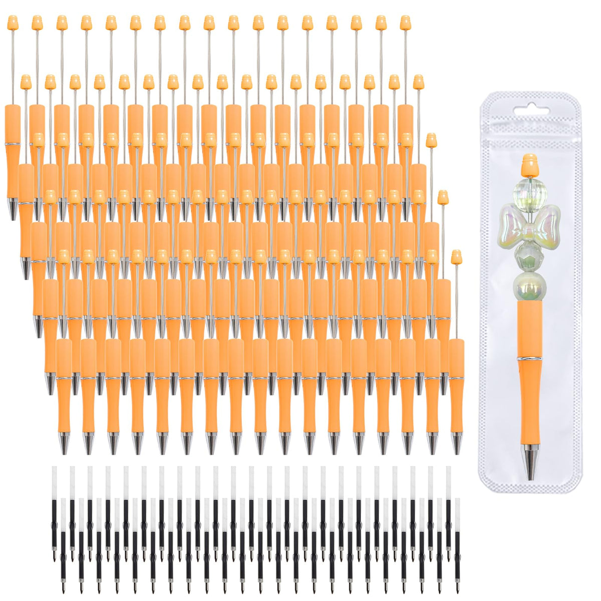 420 Pieces DIY Beadable Pen Bulk Kit – 140 PCS Ballpoint Pen with Refills & Bags – Perfect for