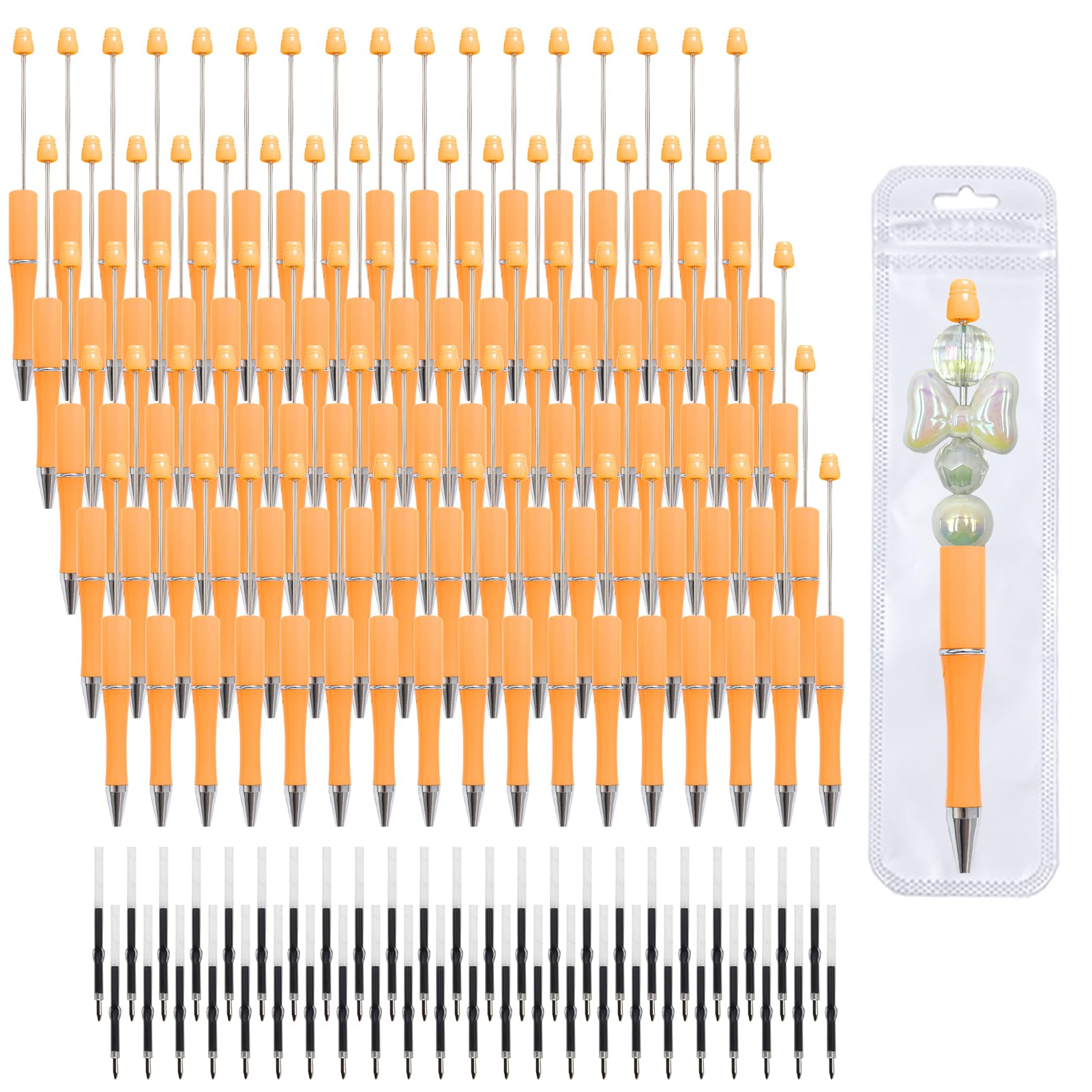 420 Pieces DIY Beadable Pen Bulk Kit – 140 PCS Ballpoint Pen with Refills & Bags – Perfect for
