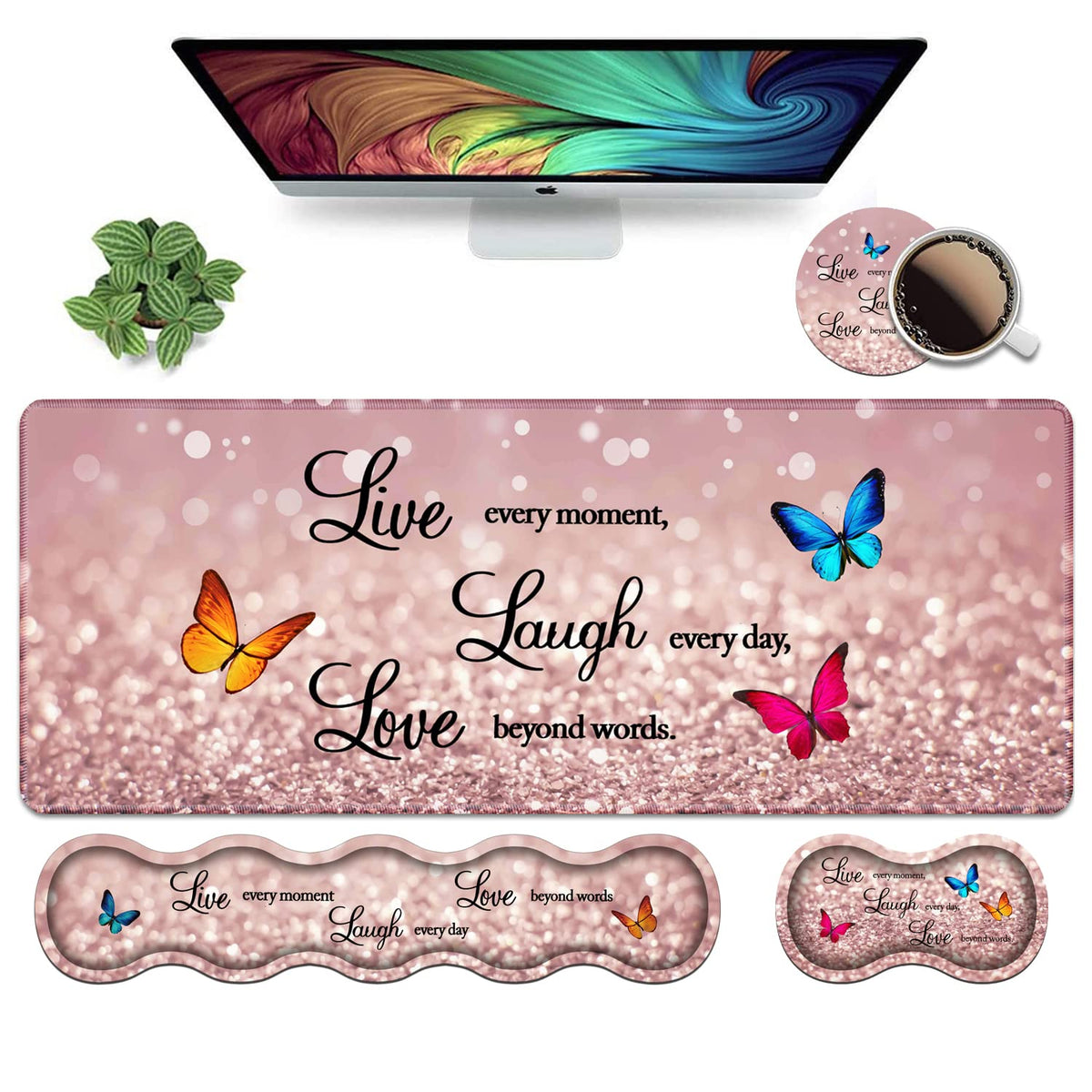 Ergonomic Keyboard Wrist Rest & Mouse Pad Wrist Rest Set, Large XXL Gaming Desk Mat 31.5"x 11.8"