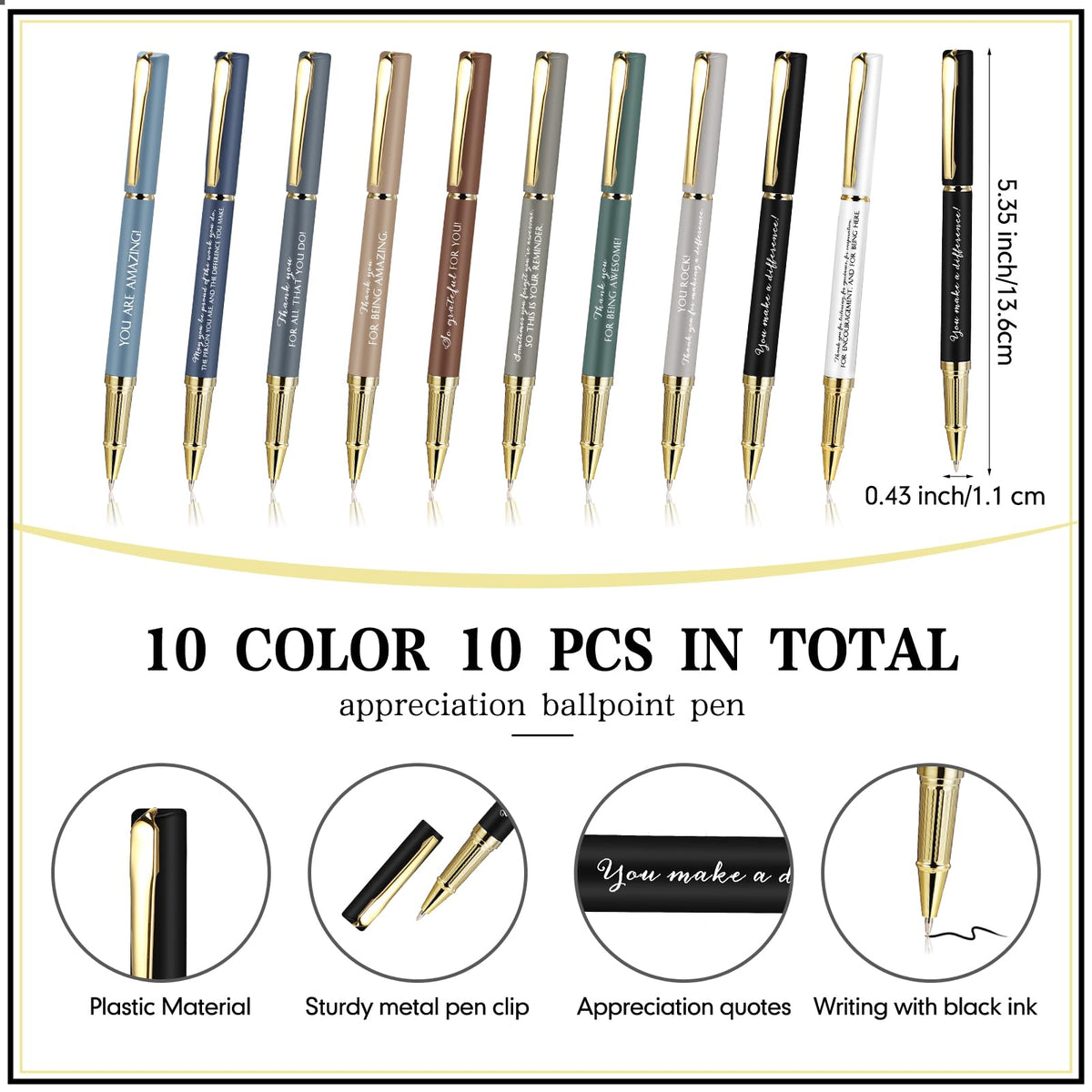 PerKoop 10 Sets Thank You Gifts, Appreciation Pens with Boxes for Men Women