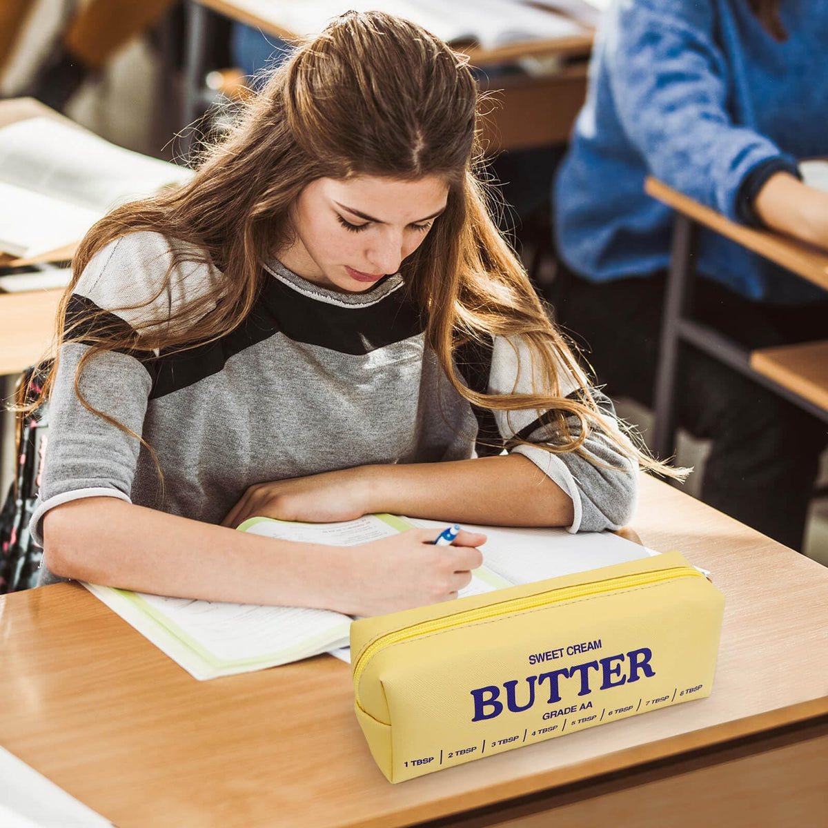Funny Butter Sticks Soft Pencil Case Pouch College School Supplies