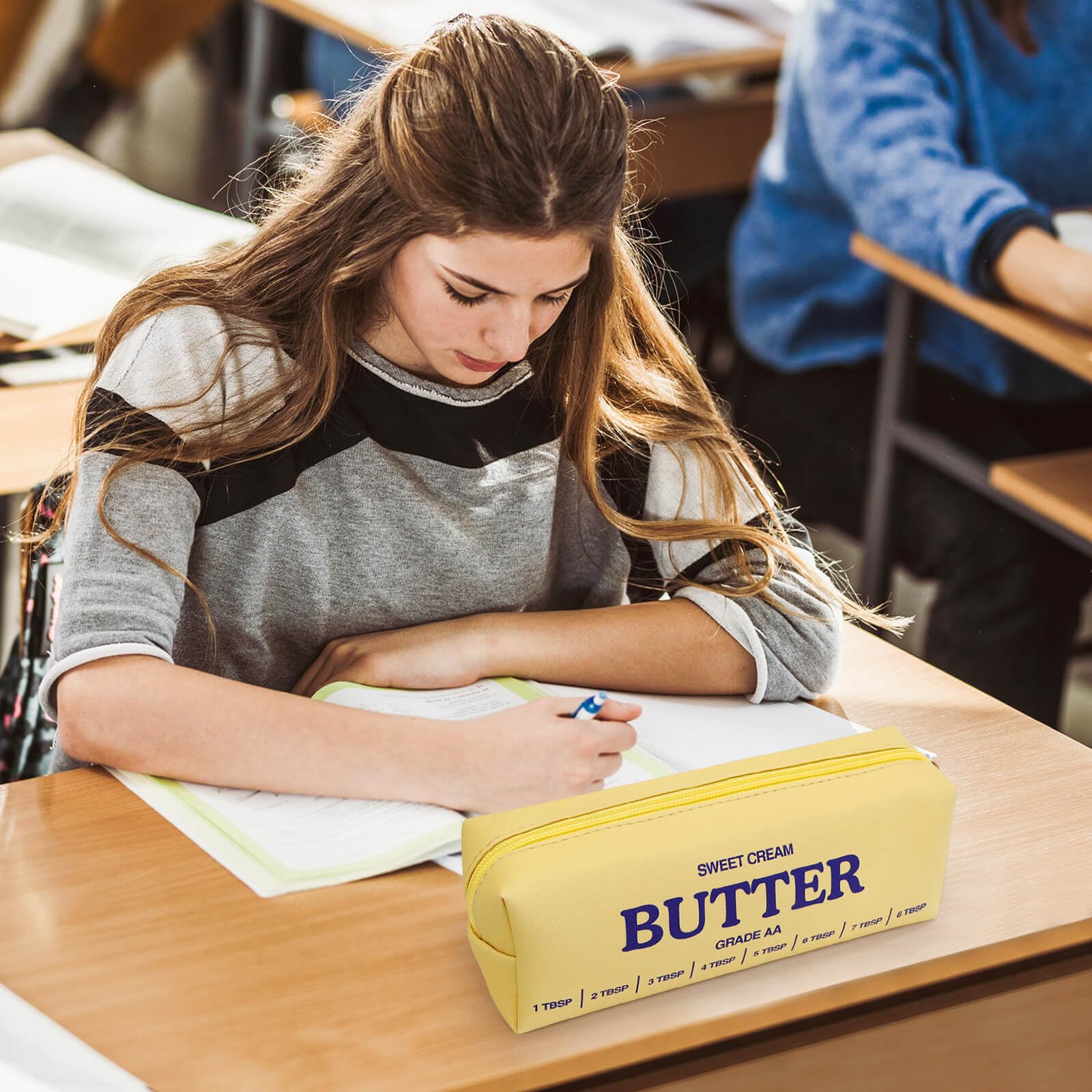 Funny Butter Sticks Soft Pencil Case Pouch College School Supplies