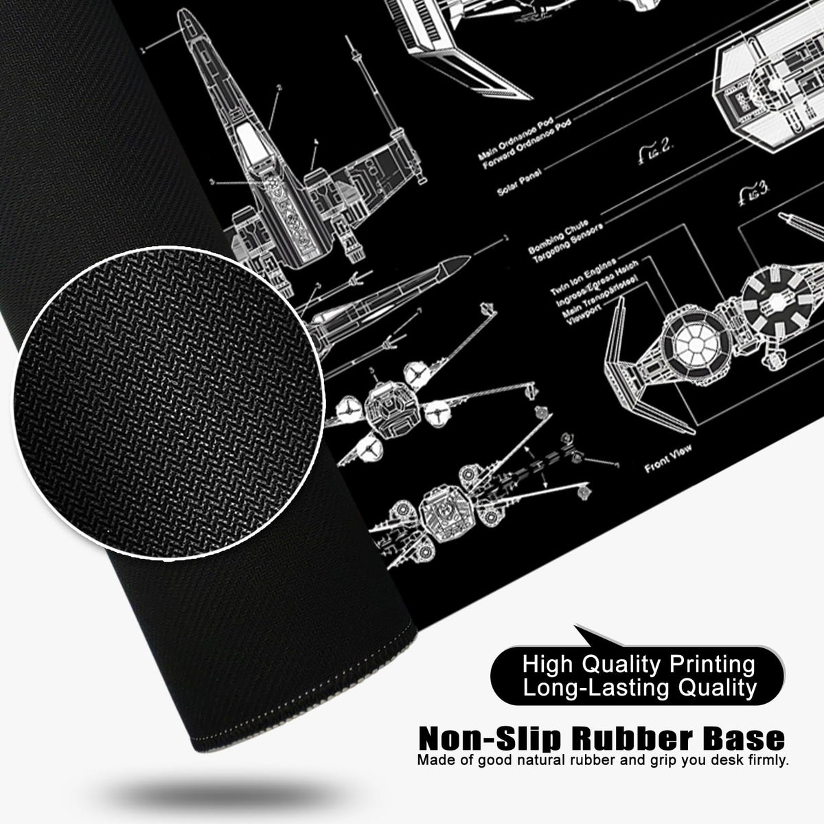 Black Gaming Mouse Pad Large Mouse Pad XL Desk Mat 31.5x11.8x0.12 inch Large Desk Pad Design