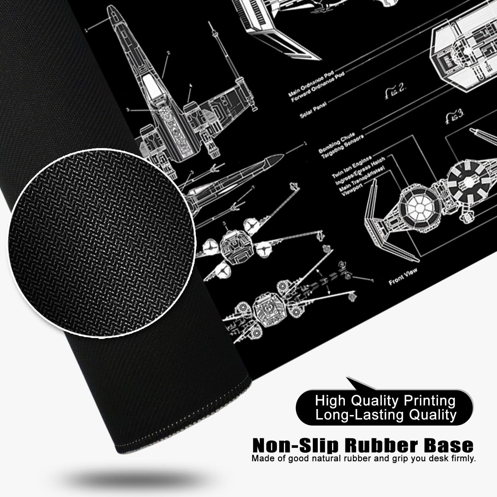 Black Gaming Mouse Pad Large Mouse Pad XL Desk Mat 31.5x11.8x0.12 inch Large Desk Pad Design